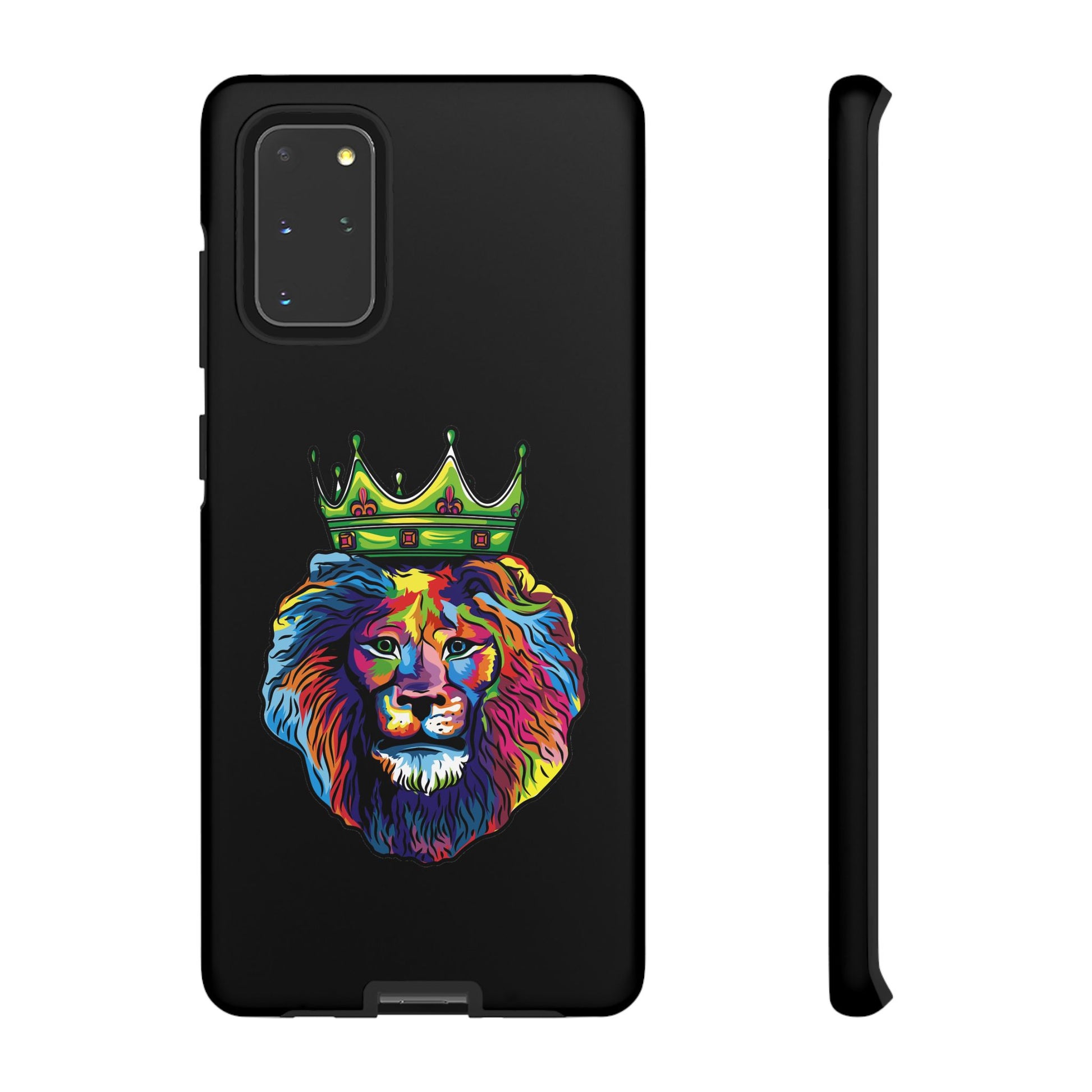 Durable black smartphone case with COLOR LION – vibrant Christian symbol of Jesus-given courage