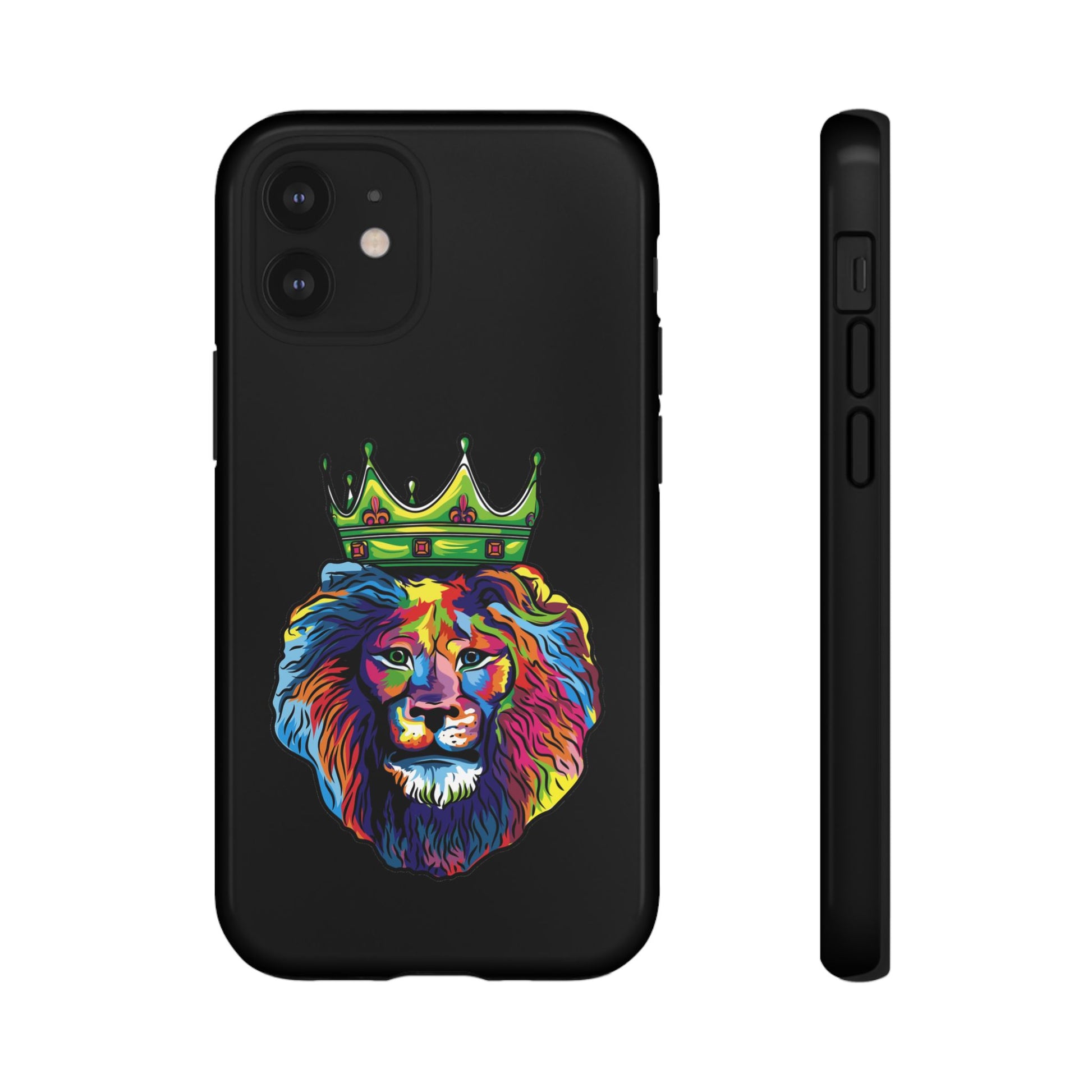 Durable black smartphone case with COLOR LION – vibrant Christian symbol of Jesus-given courage