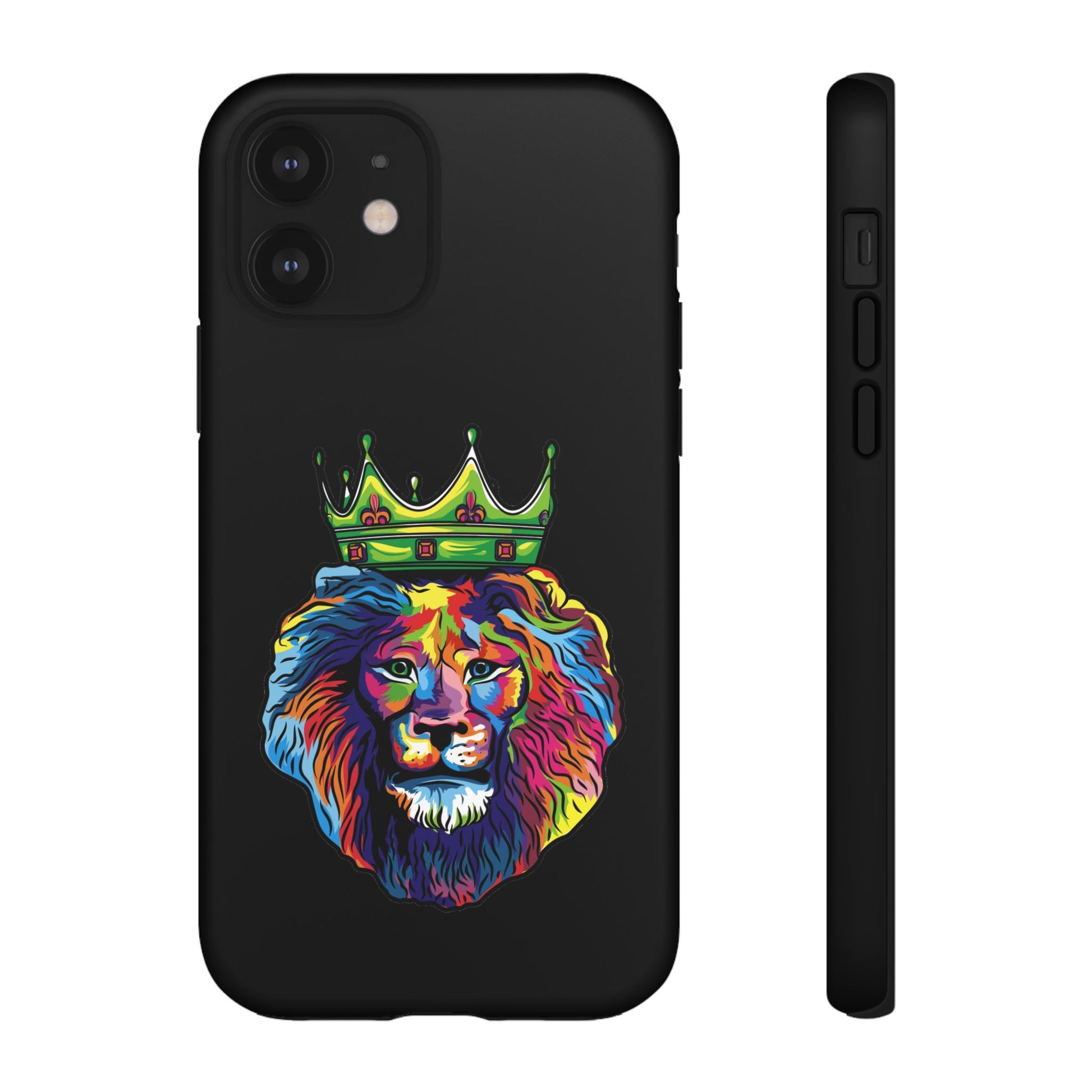Durable black smartphone case with COLOR LION – vibrant Christian symbol of Jesus-given courage