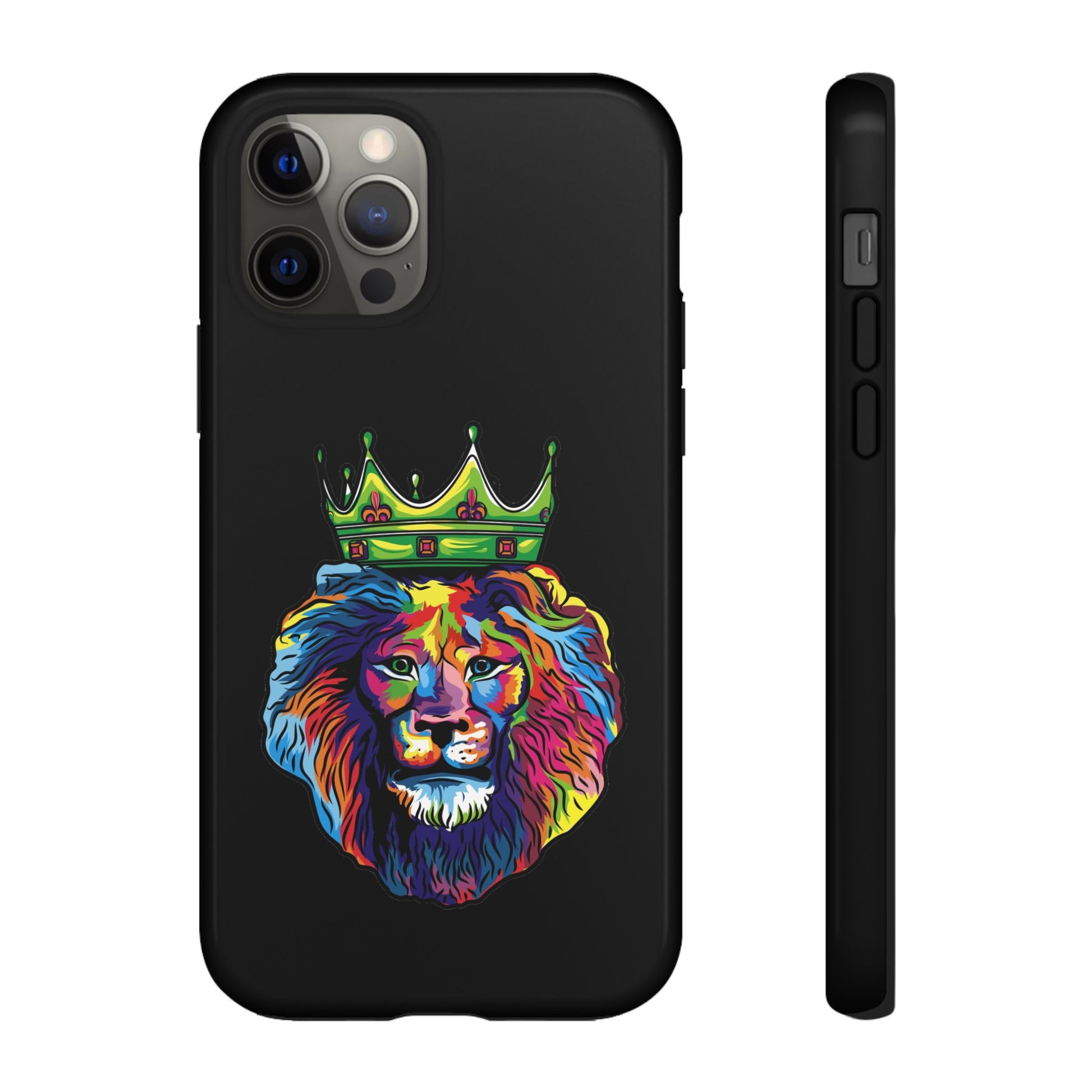 Durable black smartphone case with COLOR LION – vibrant Christian symbol of Jesus-given courage