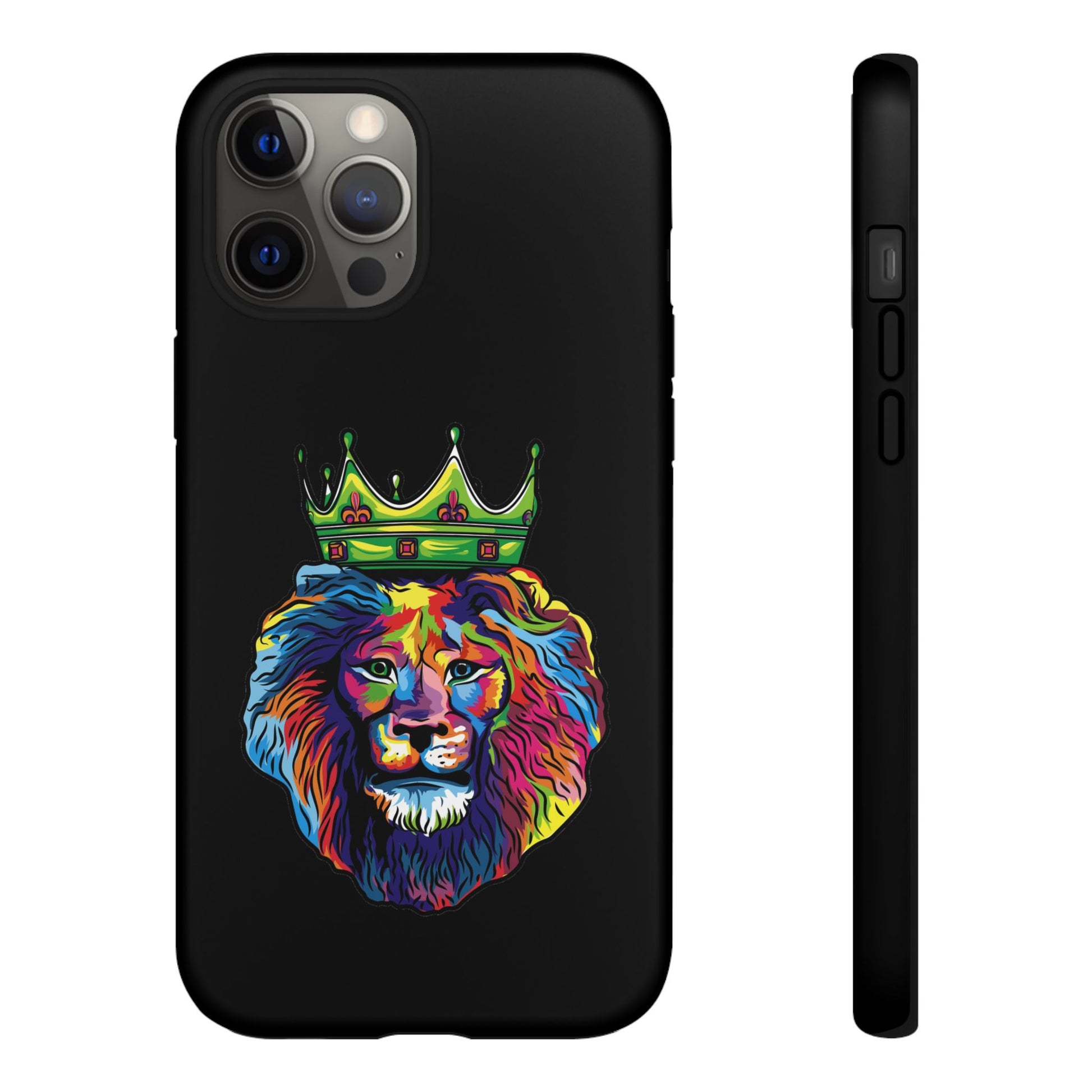 Durable black smartphone case with COLOR LION – vibrant Christian symbol of Jesus-given courage