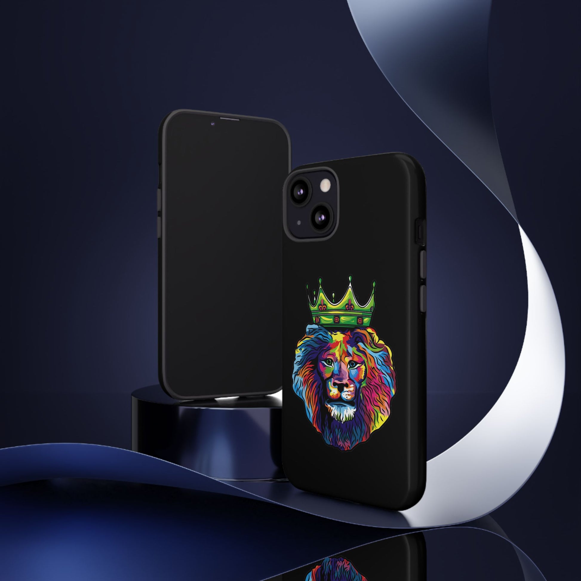 Durable black smartphone case with COLOR LION – vibrant Christian symbol of Jesus-given courage