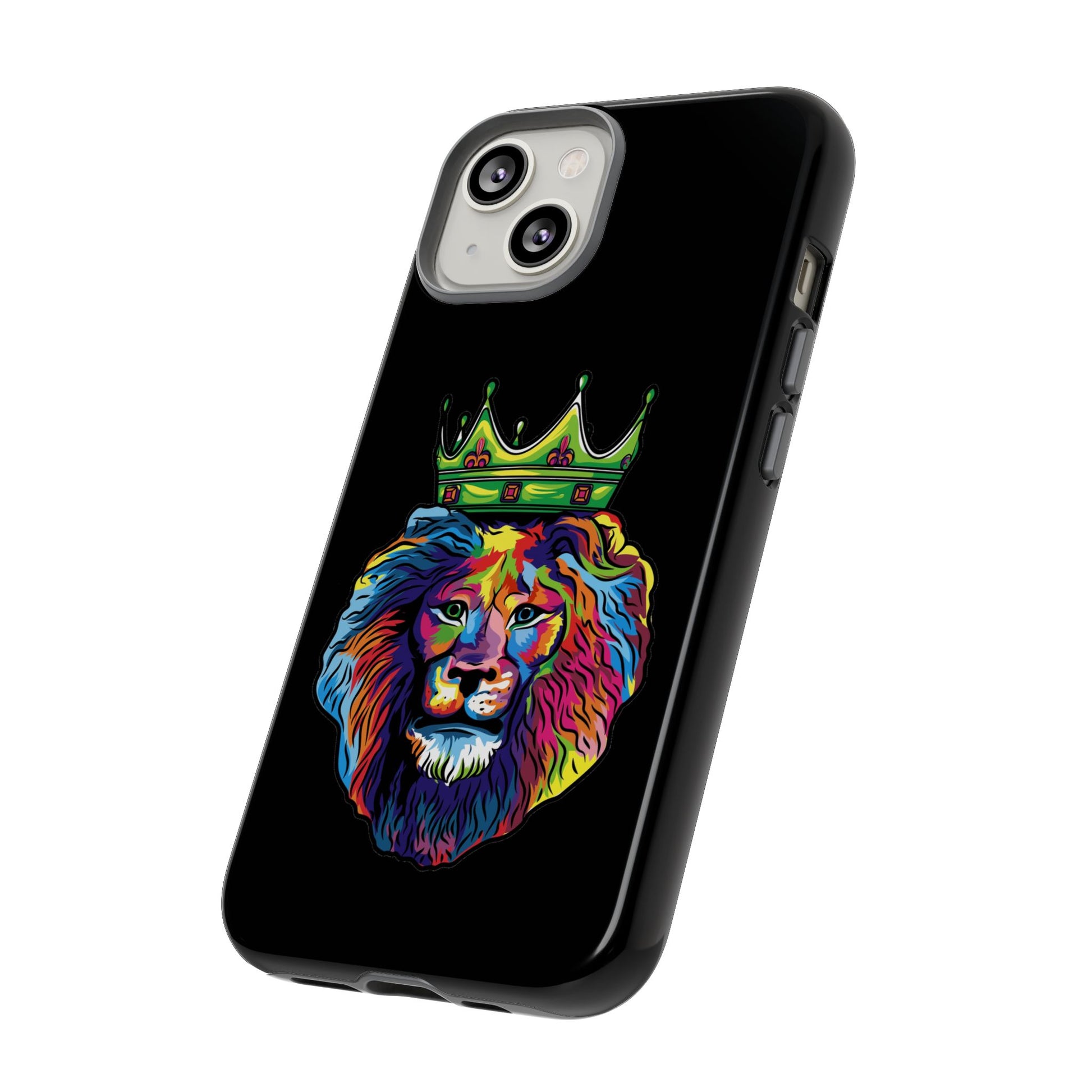 Protective black case with COLOR LION print – inspired by Christian identity and joyful strength