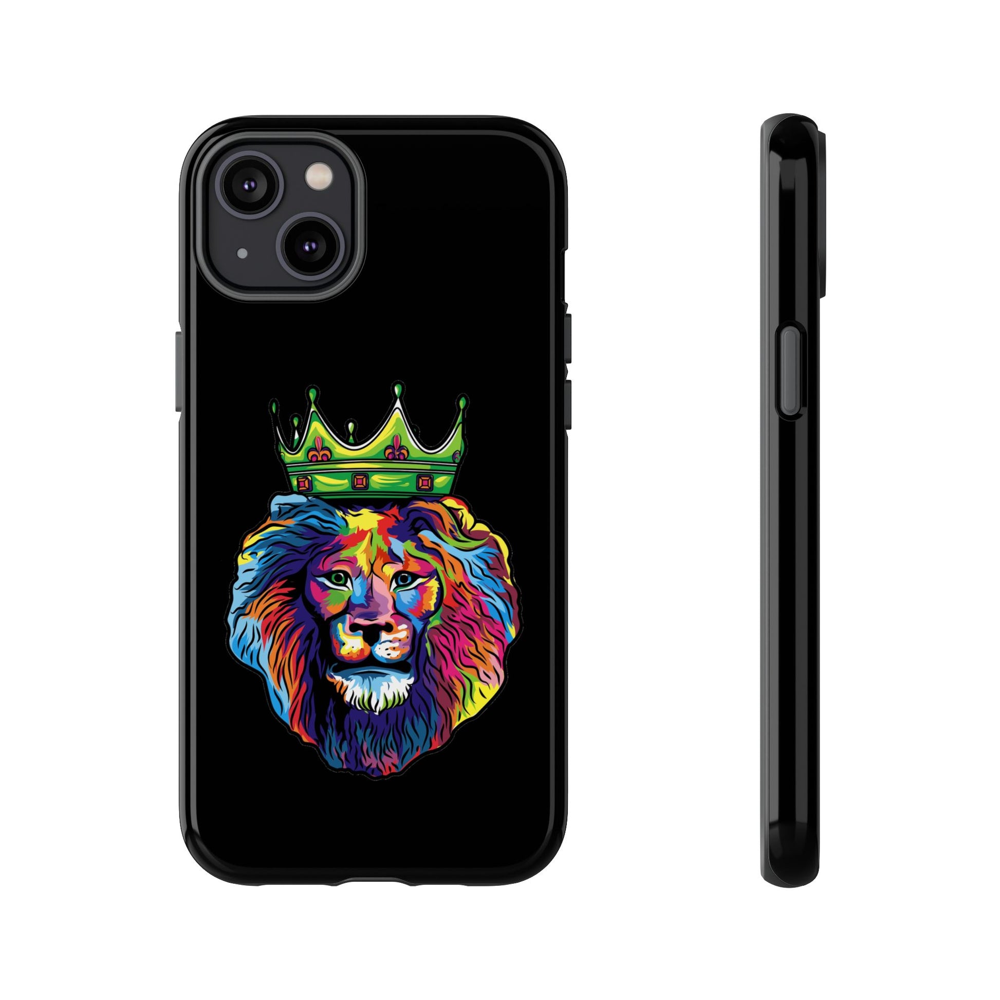 Protective black case with COLOR LION print – inspired by Christian identity and joyful strength