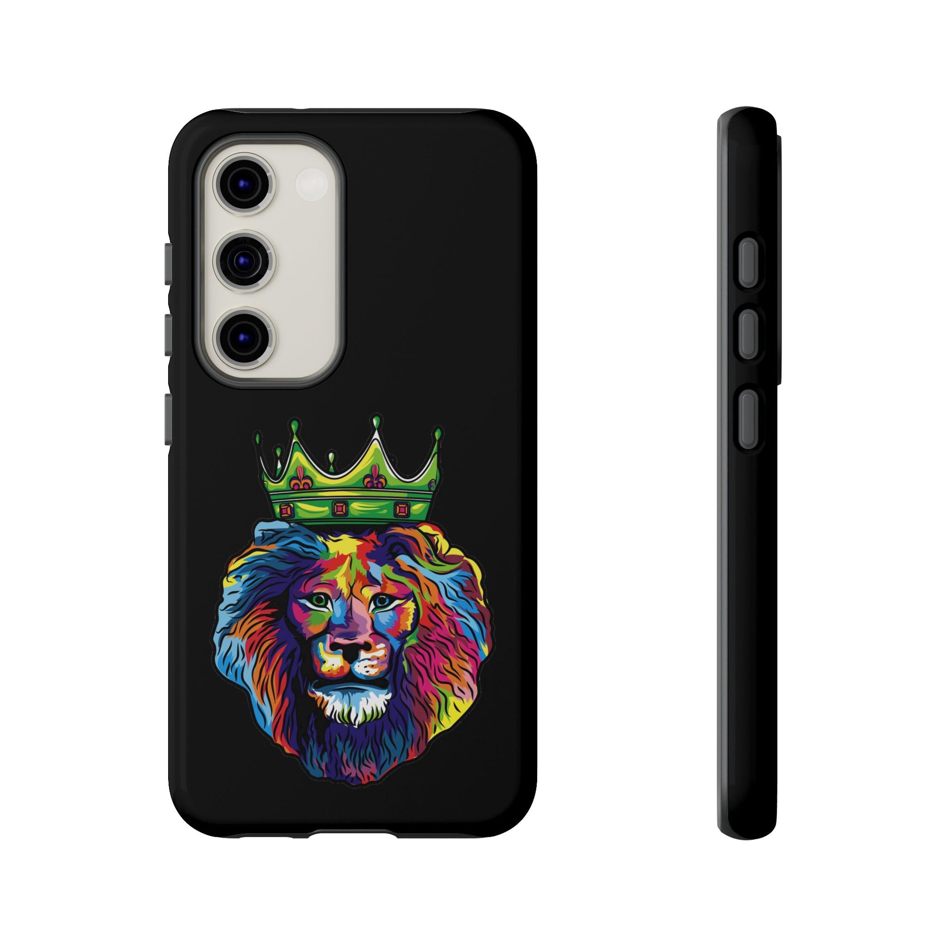 Protective black case with COLOR LION print – inspired by Christian identity and joyful strength