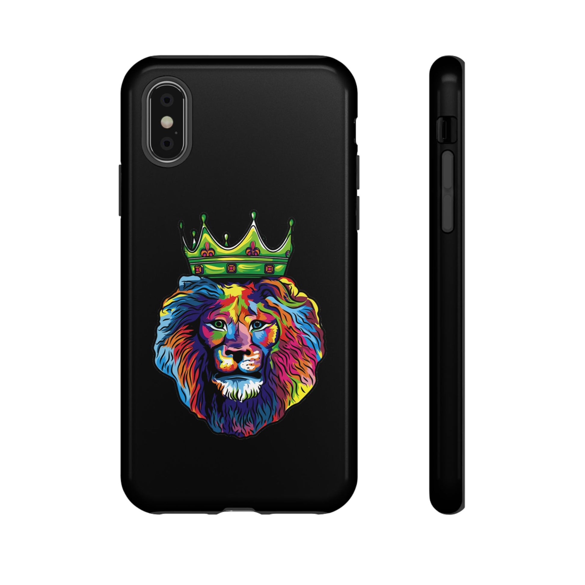 Black COLOR LION Christian phone case – bold faith-inspired lion design for strength and joy