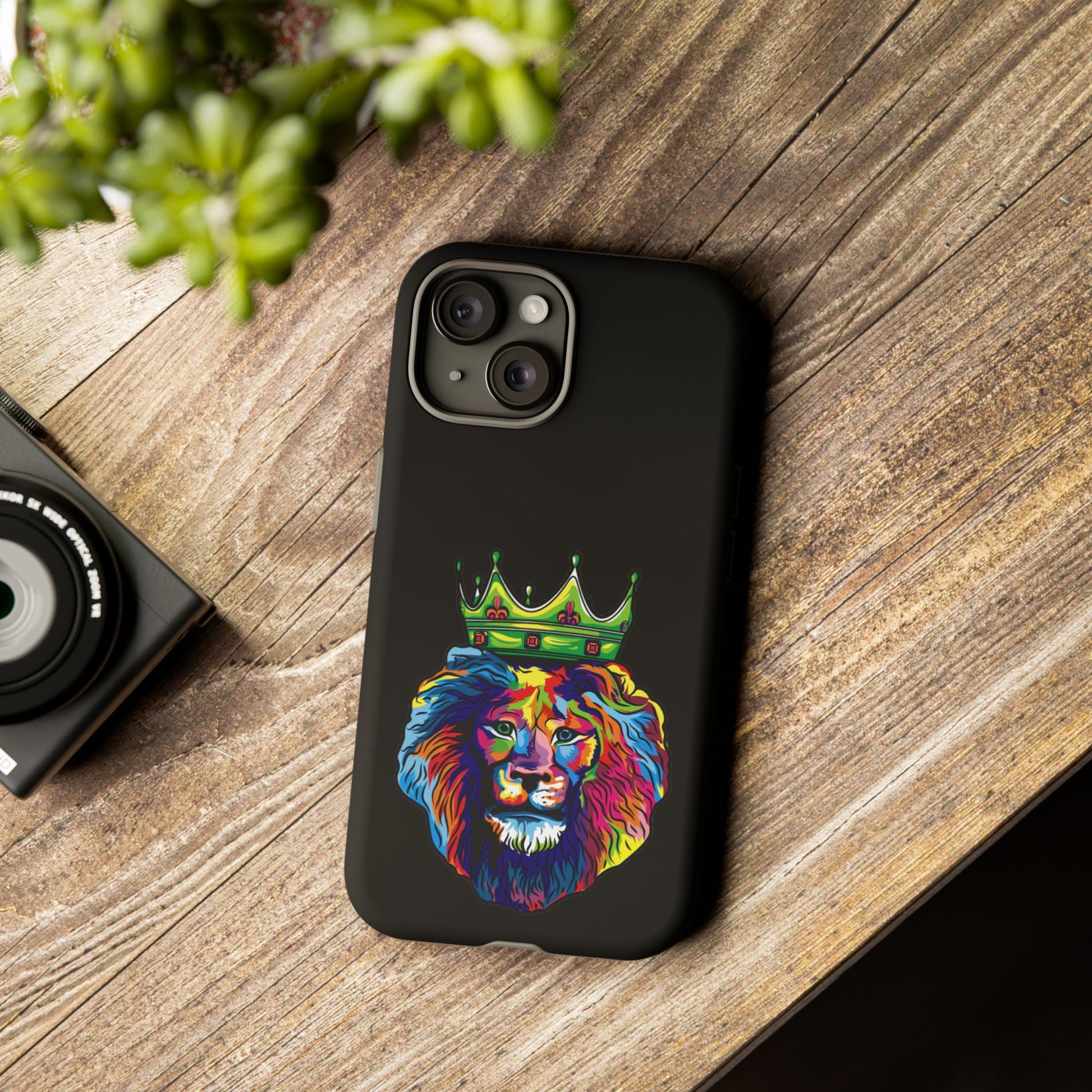 Stylish Christian phone case in black with COLOR LION – faith-based design for daily inspiration
