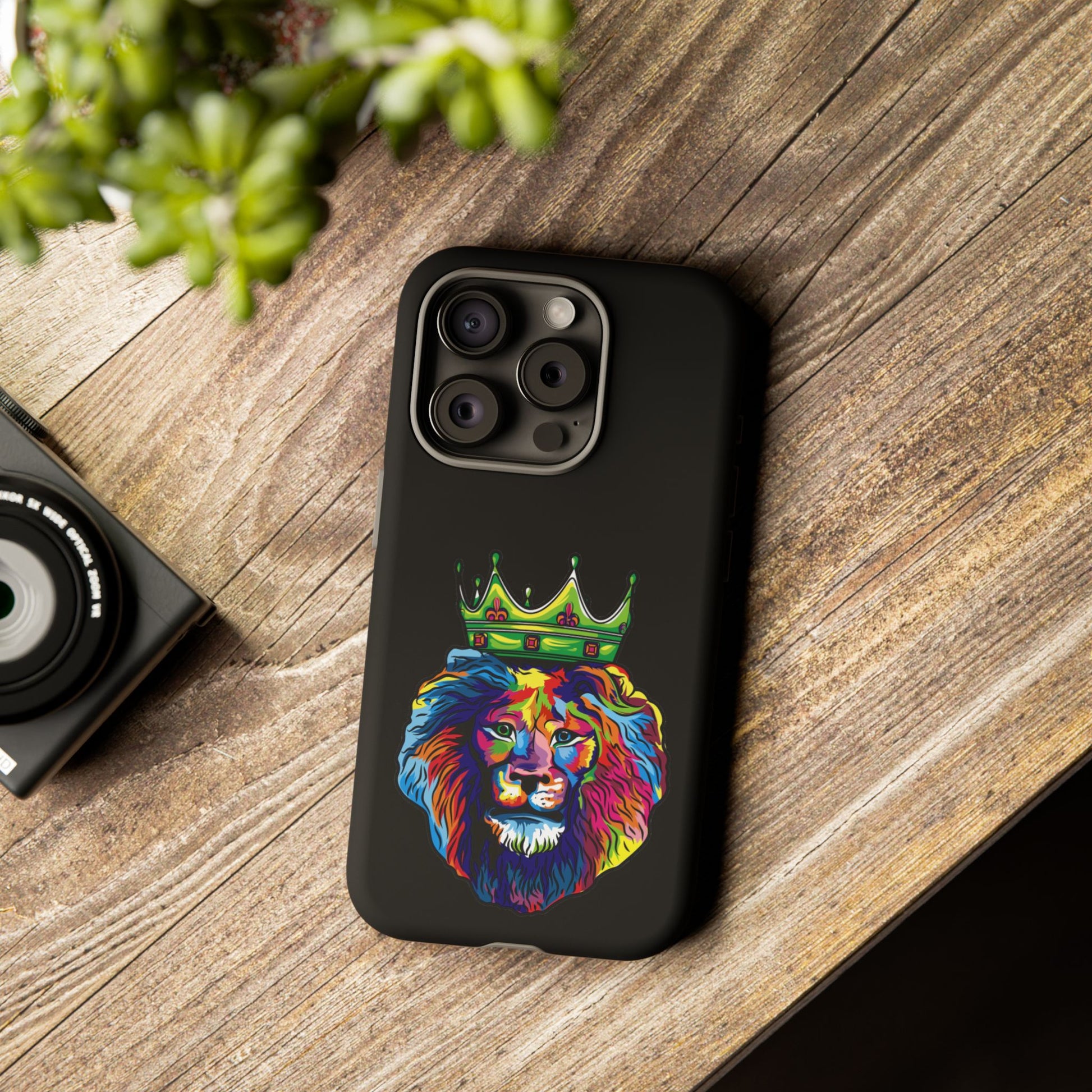 Stylish Christian phone case in black with COLOR LION – faith-based design for daily inspiration