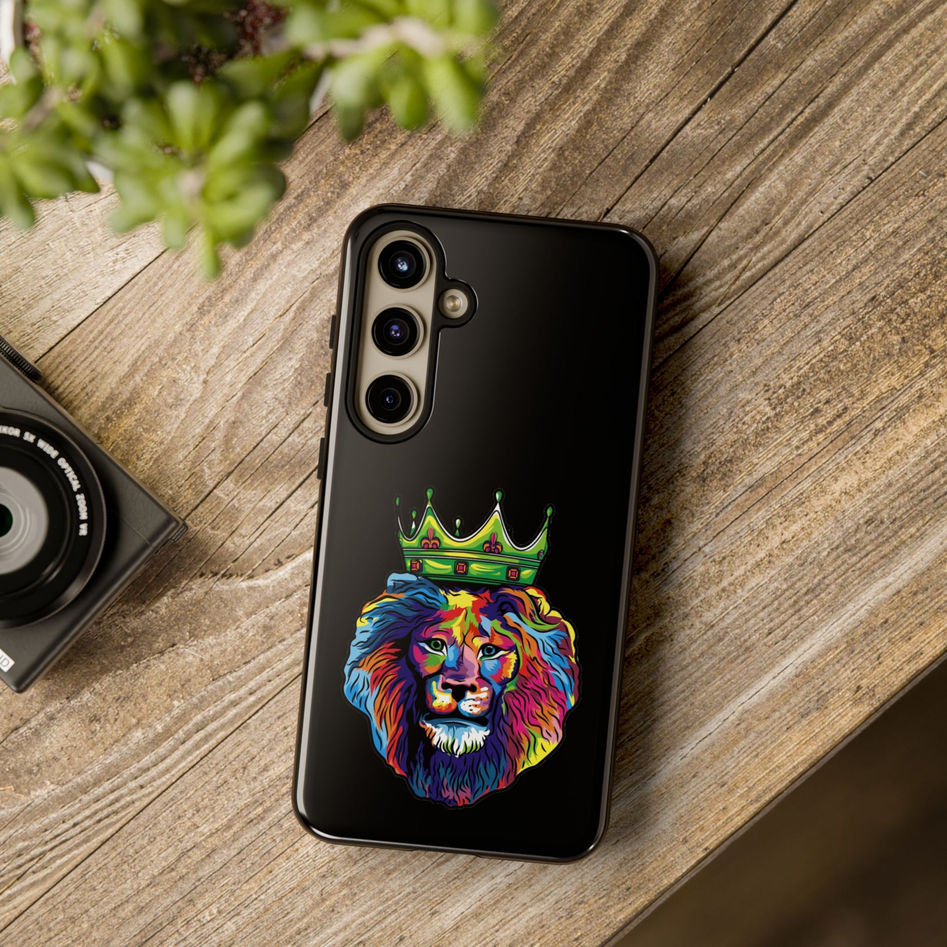 Stylish Christian phone case in black with COLOR LION – faith-based design for daily inspiration