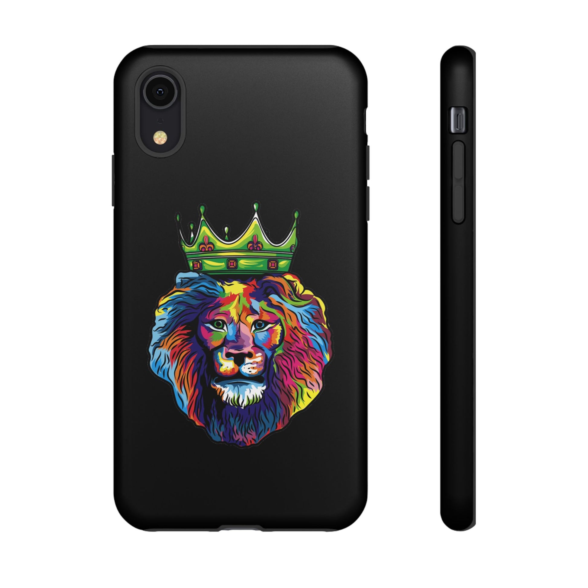 Black COLOR LION Christian phone case – bold faith-inspired lion design for strength and joy