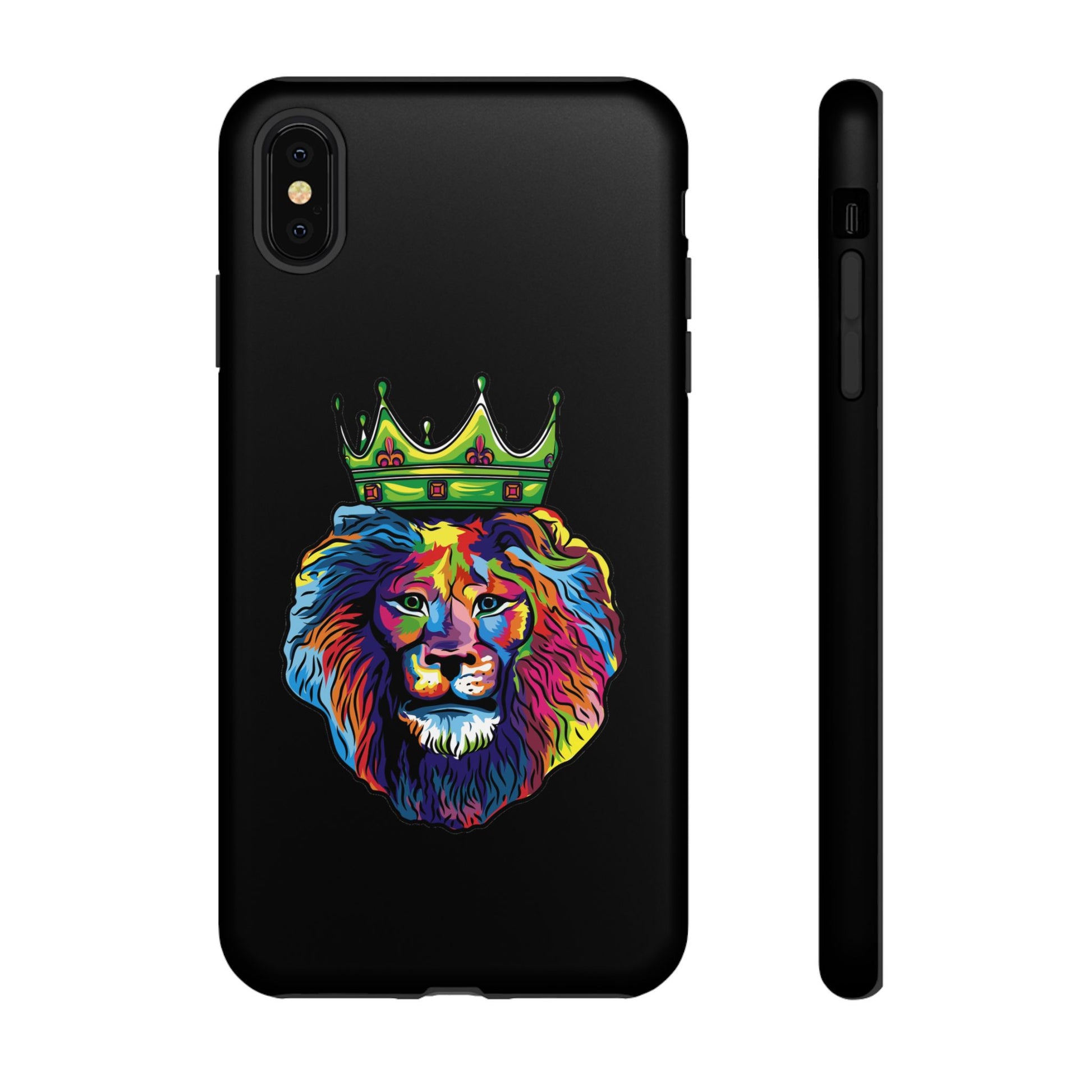 Black COLOR LION Christian phone case – bold faith-inspired lion design for strength and joy