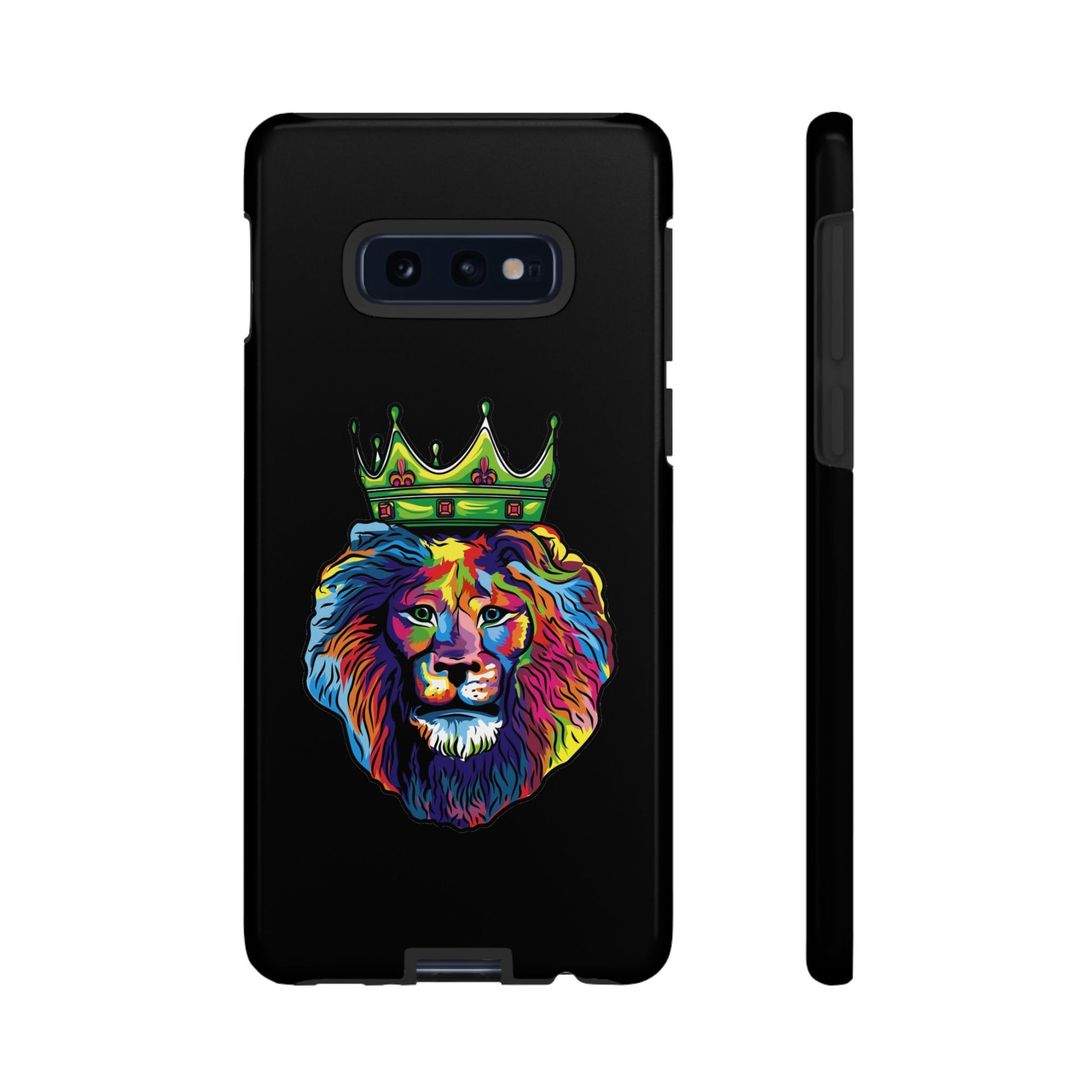 Black COLOR LION Christian phone case – bold faith-inspired lion design for strength and joy