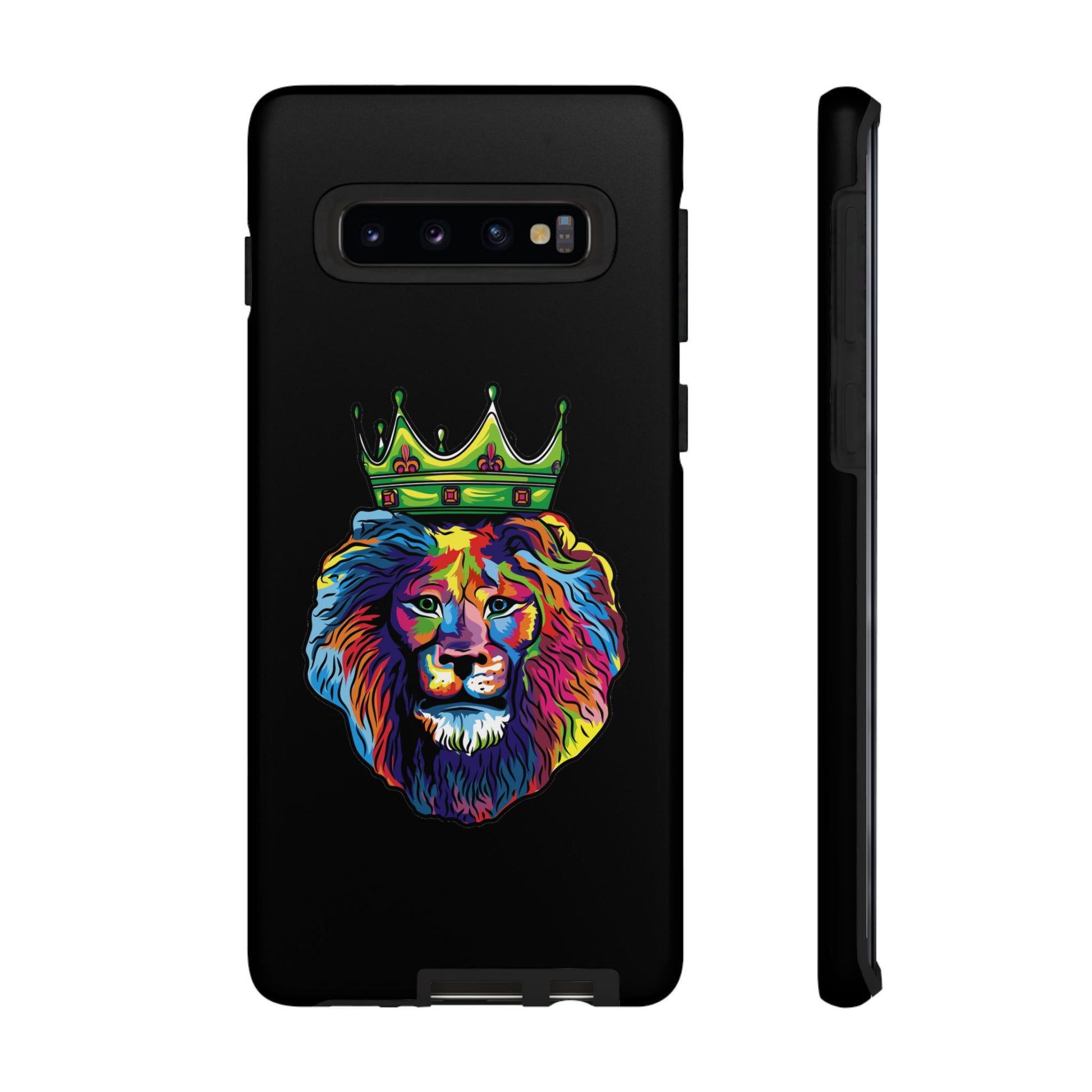 Black COLOR LION Christian phone case – bold faith-inspired lion design for strength and joy
