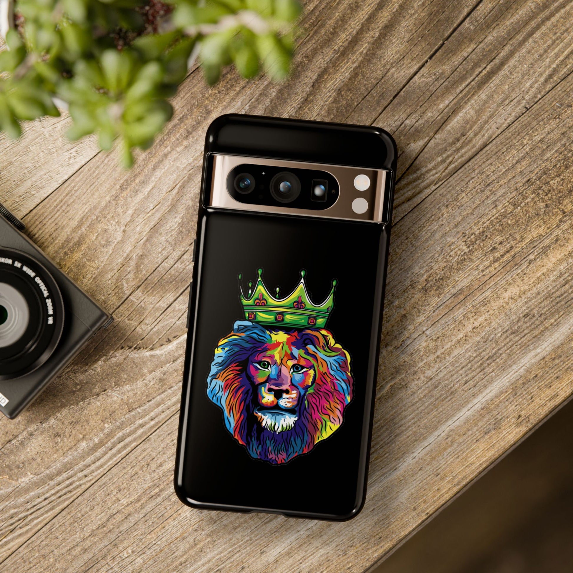 Stylish Christian phone case in black with COLOR LION – faith-based design for daily inspiration