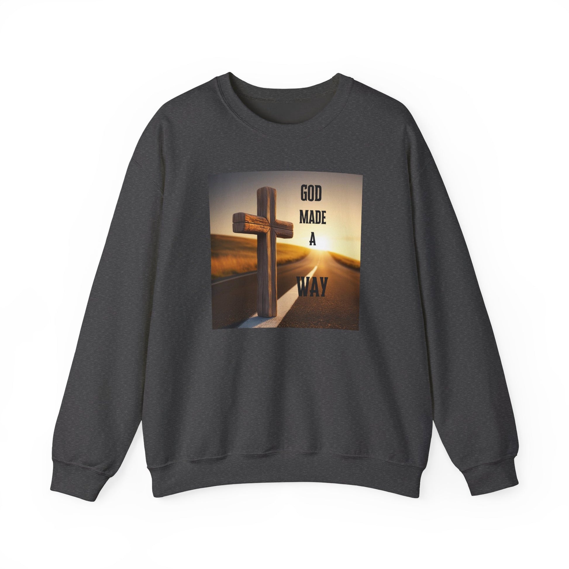 Christian sweatshirt with bold inspirational text – unisex crewneck in grey