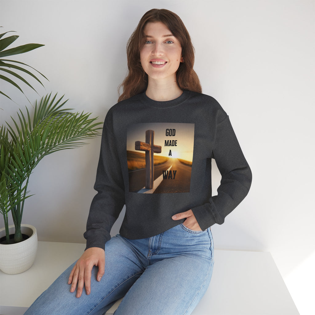 Inspirational Christian apparel  on model – ribbed neckline crewneck