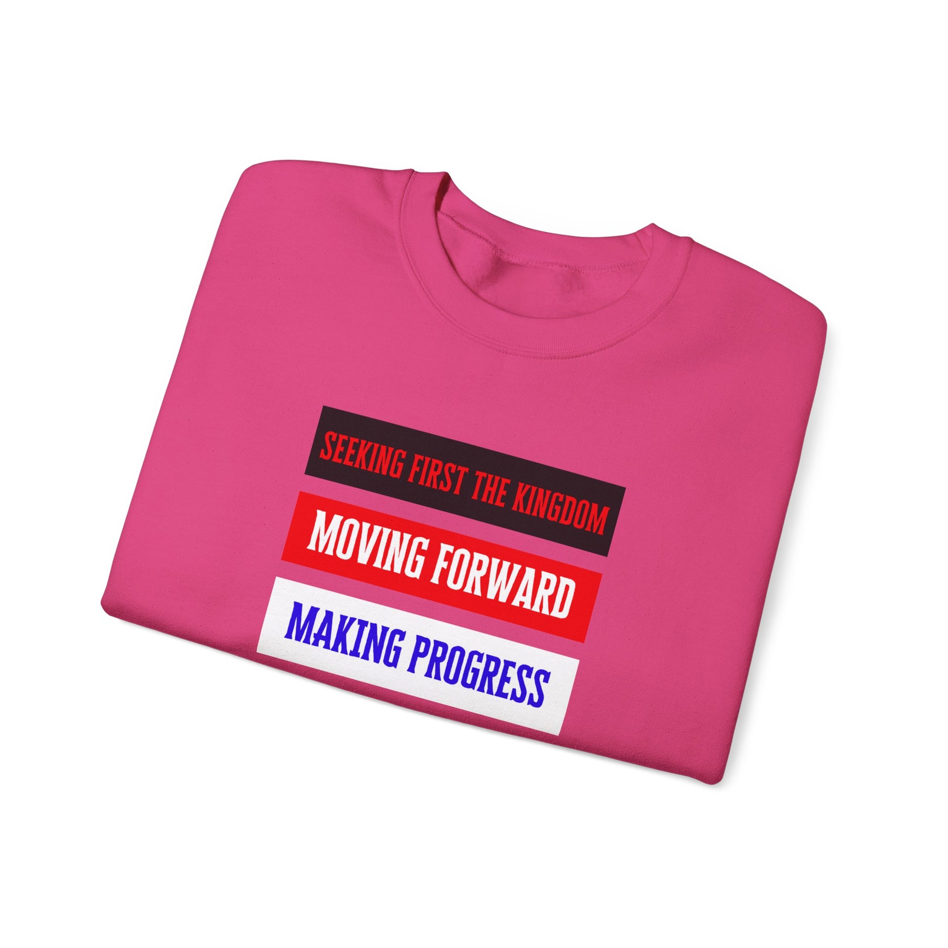 Christian streetwear sweatshirt folded – "Moving Forward" print visible