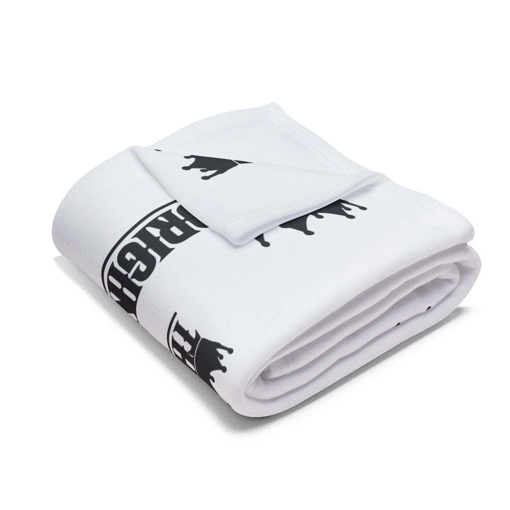 Premium white polyester blanket with minimalist black THE ORIGINAL logo