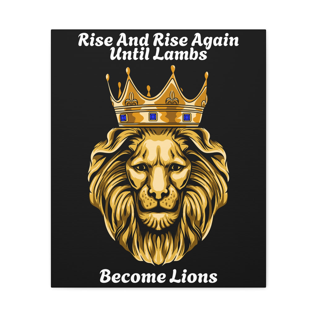 Black background GOLD LION canvas artwork symbolizing faith and strength