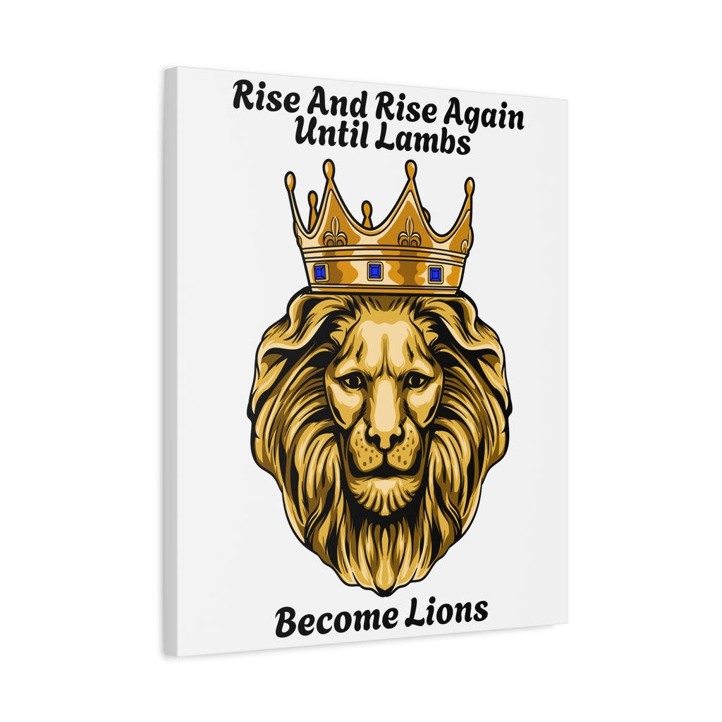 Christian wall art GOLD LION canvas with crowned lion design