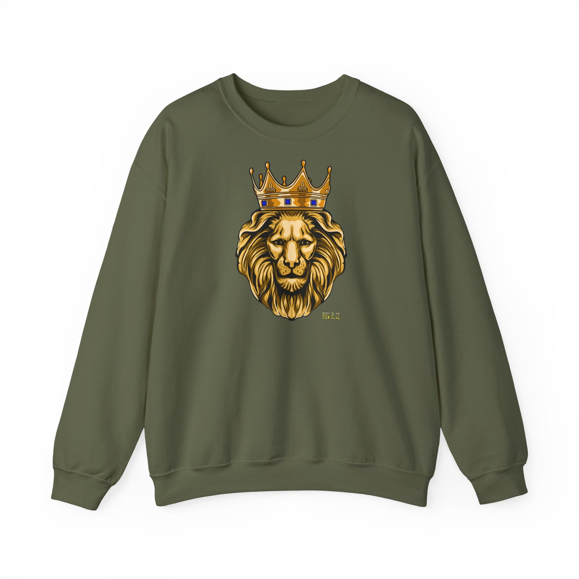 Christian streetwear sweatshirt with crowned Gold Lion design