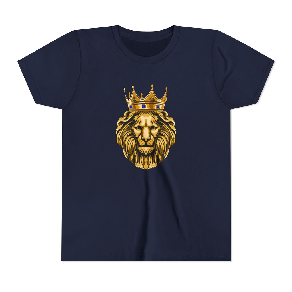 Faith-based GOLD LION on Navy youth tee for boys made by The Original
