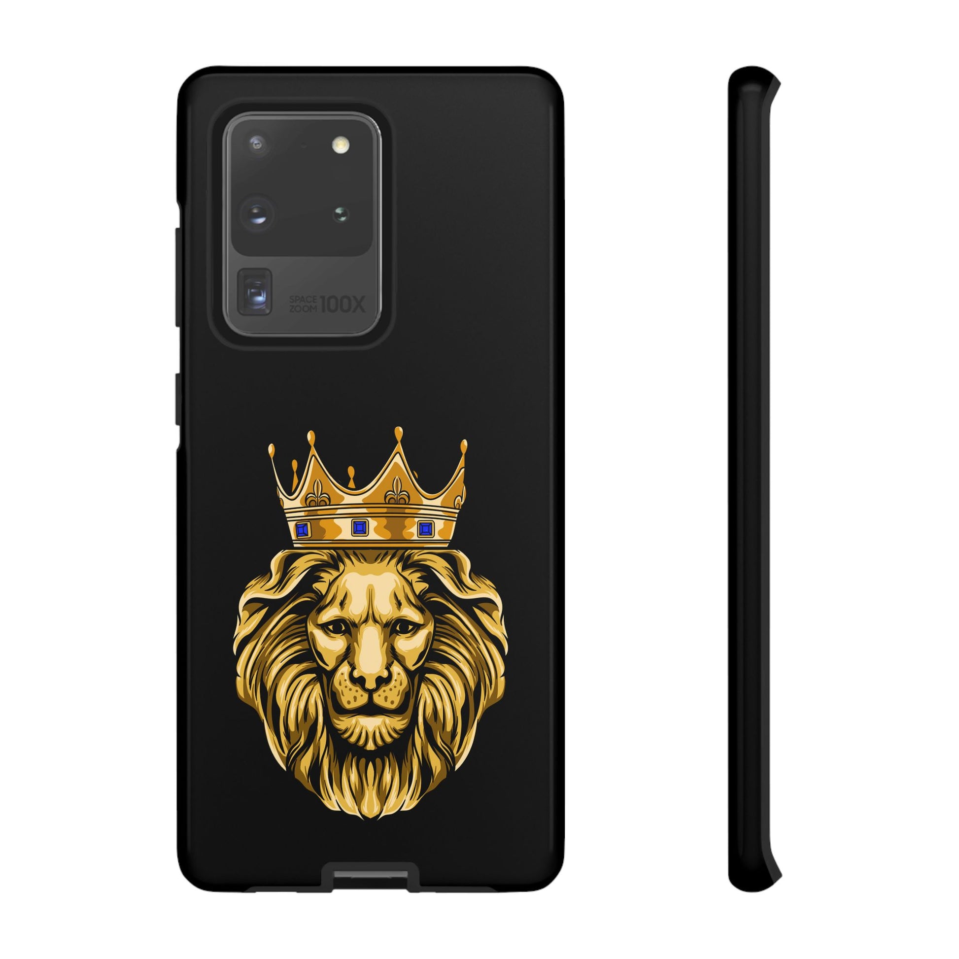 Protective black smartphone cover with golden lion print from The Original