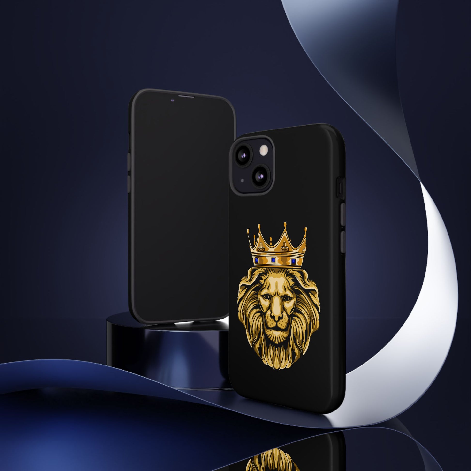 Protective black smartphone cover with golden lion print from The Original