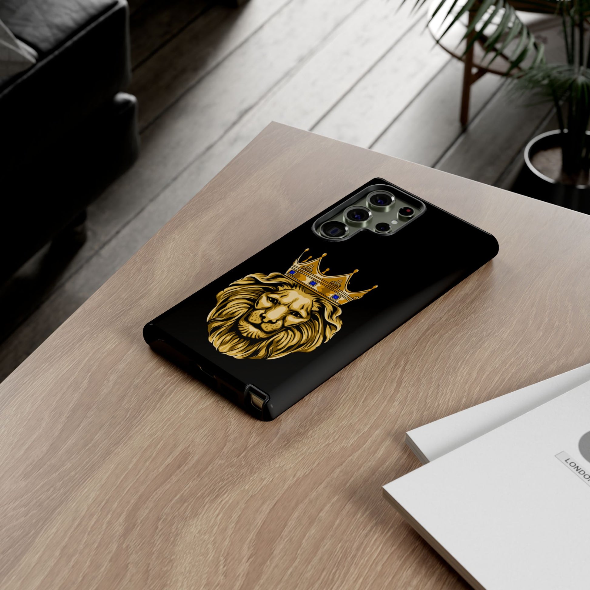 Faith-inspired GOLD LION design on black protective case from The Original