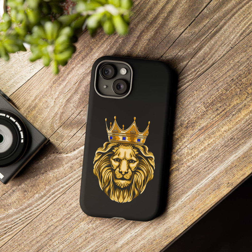 Black GOLD LION phone cover – bold Christian accessory