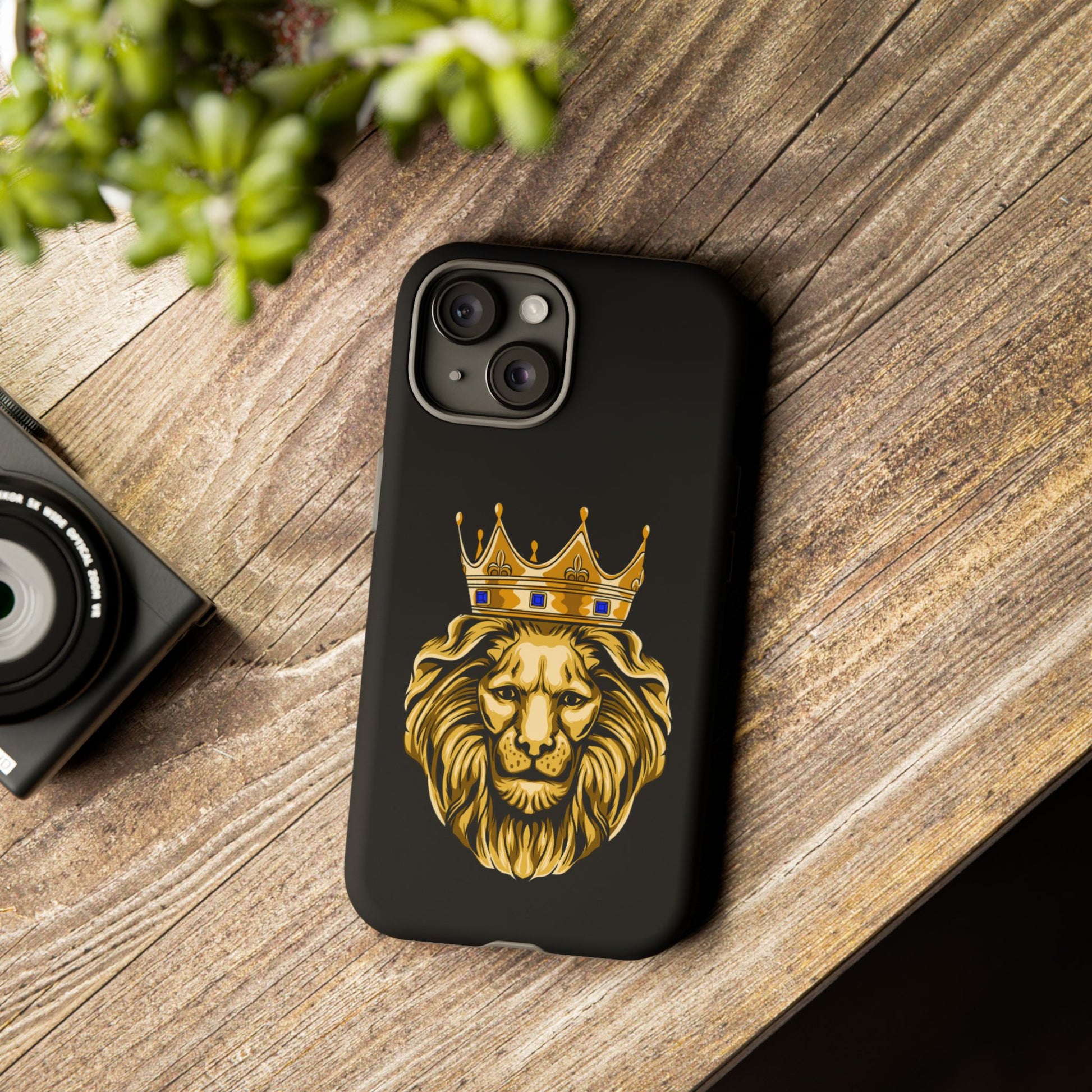 Black GOLD LION phone cover – bold Christian accessory