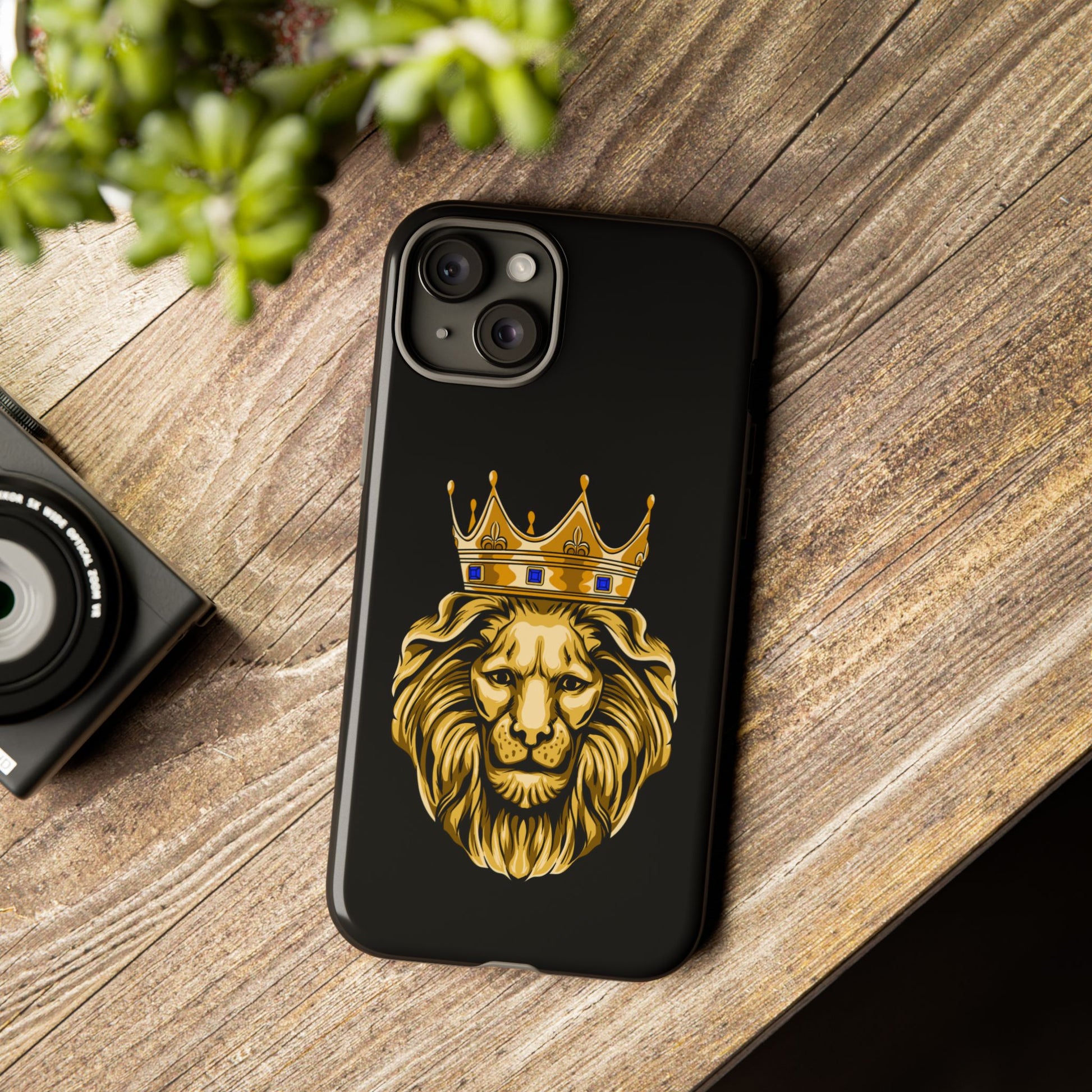 Black GOLD LION phone cover – bold Christian accessory
