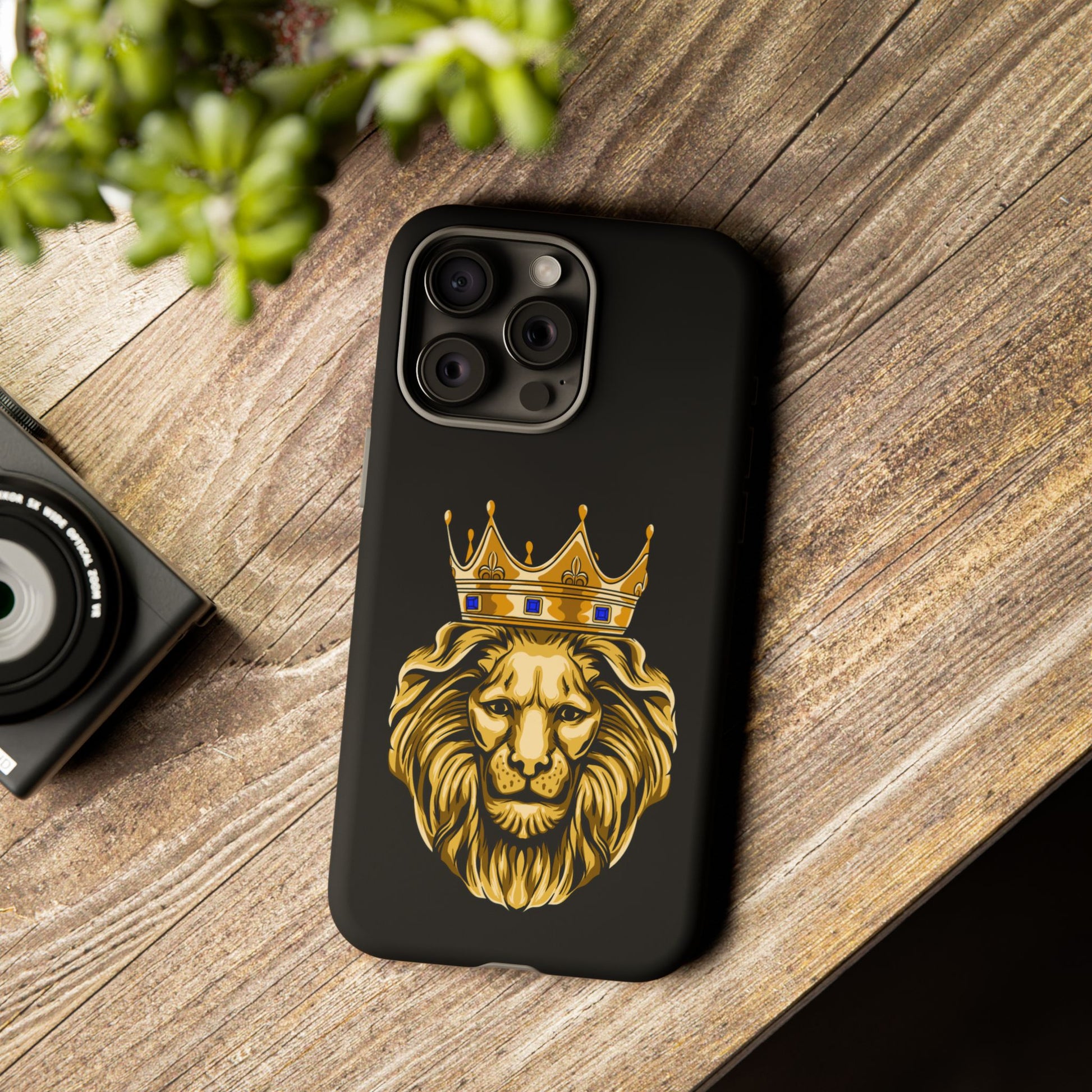 Black GOLD LION phone cover – bold Christian accessory
