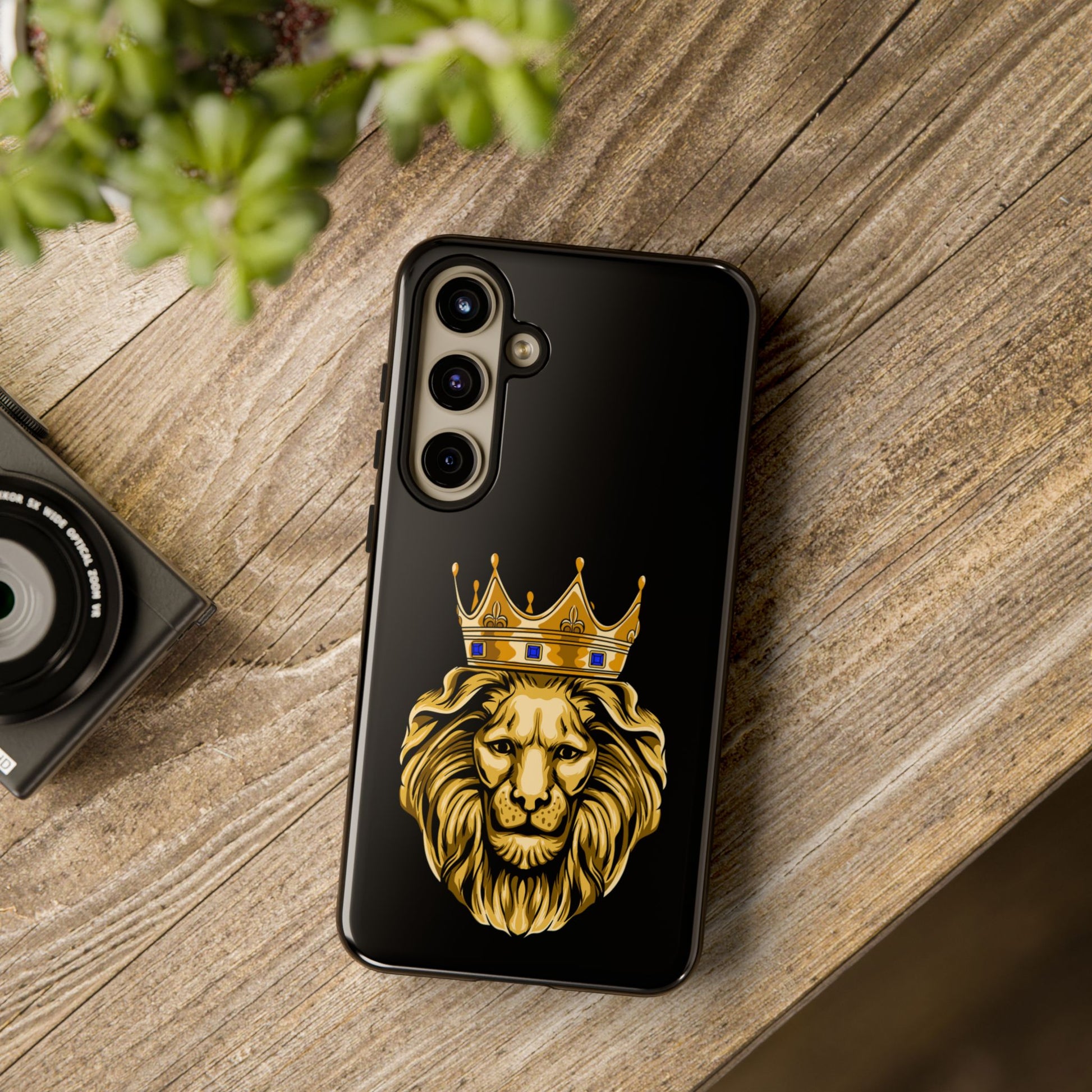 Black GOLD LION phone cover – bold Christian accessory