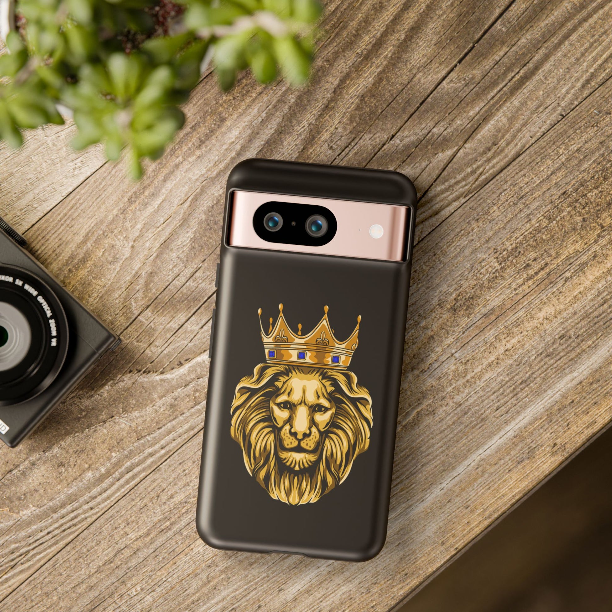 Black GOLD LION phone cover – bold Christian accessory