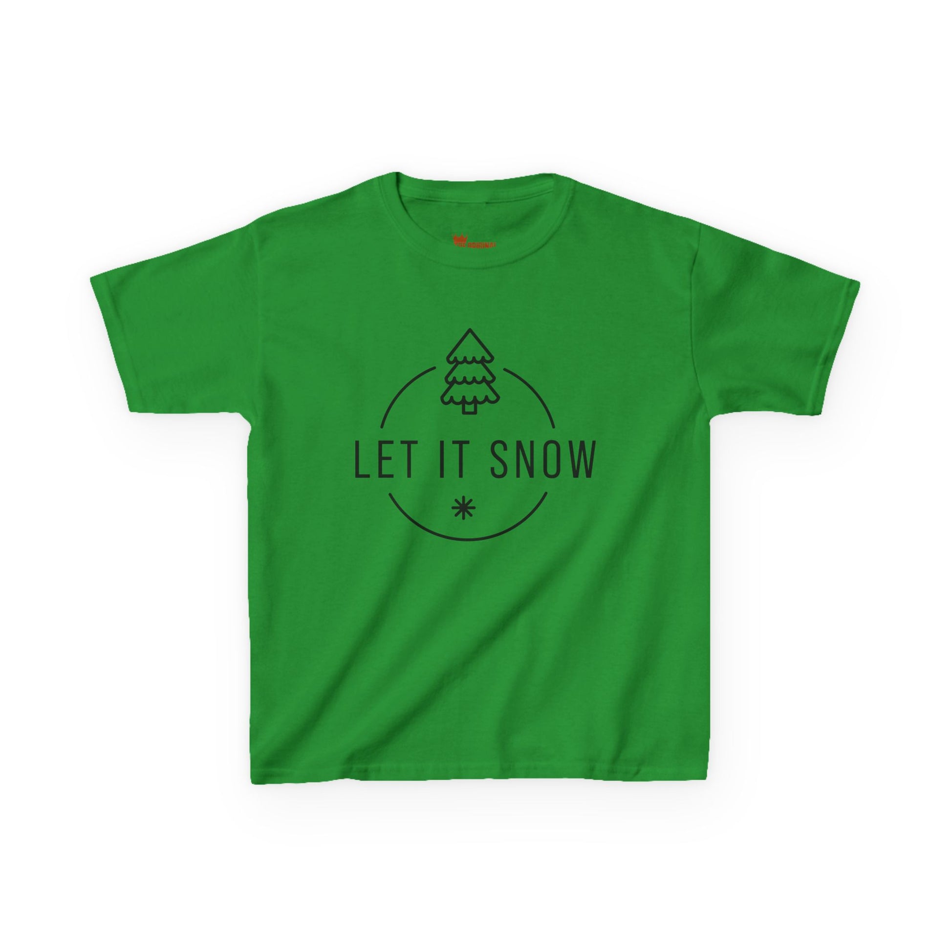 Flat lay of children's Christmas T-shirt with seasonal design