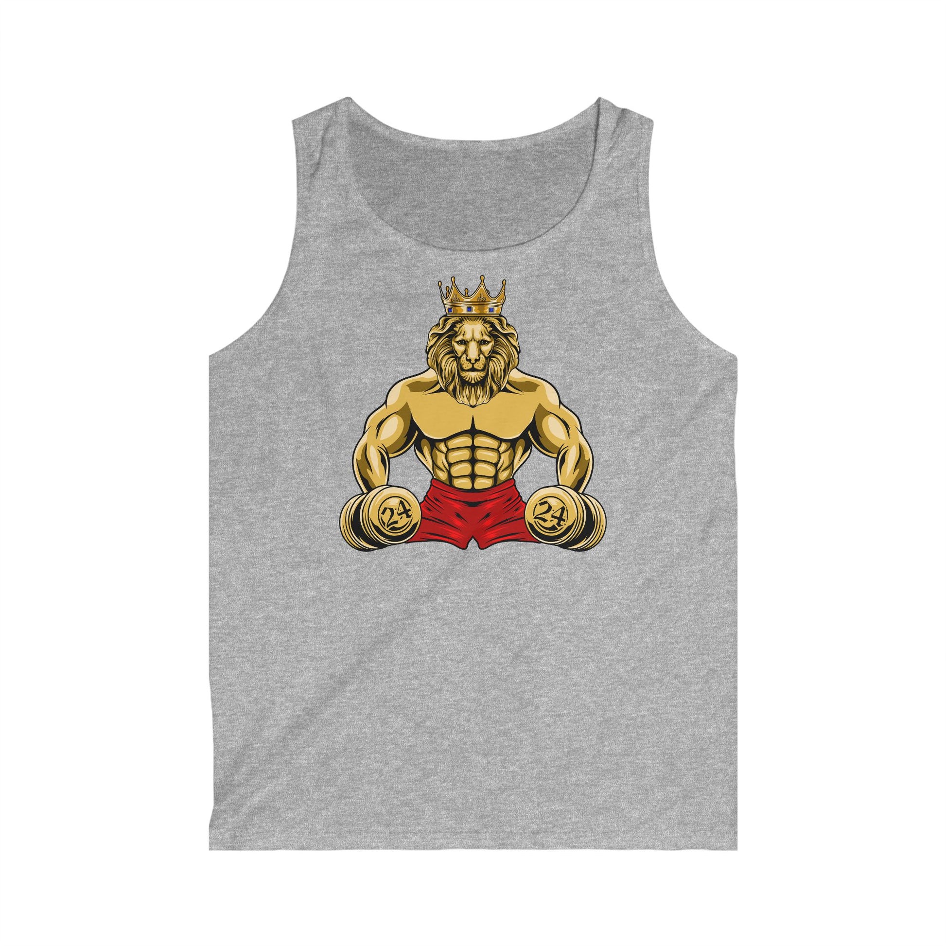 grey tank top with MUSCLE LION imprint for christian living in streetwear
