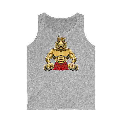 grey tank top with MUSCLE LION imprint for christian living in streetwear