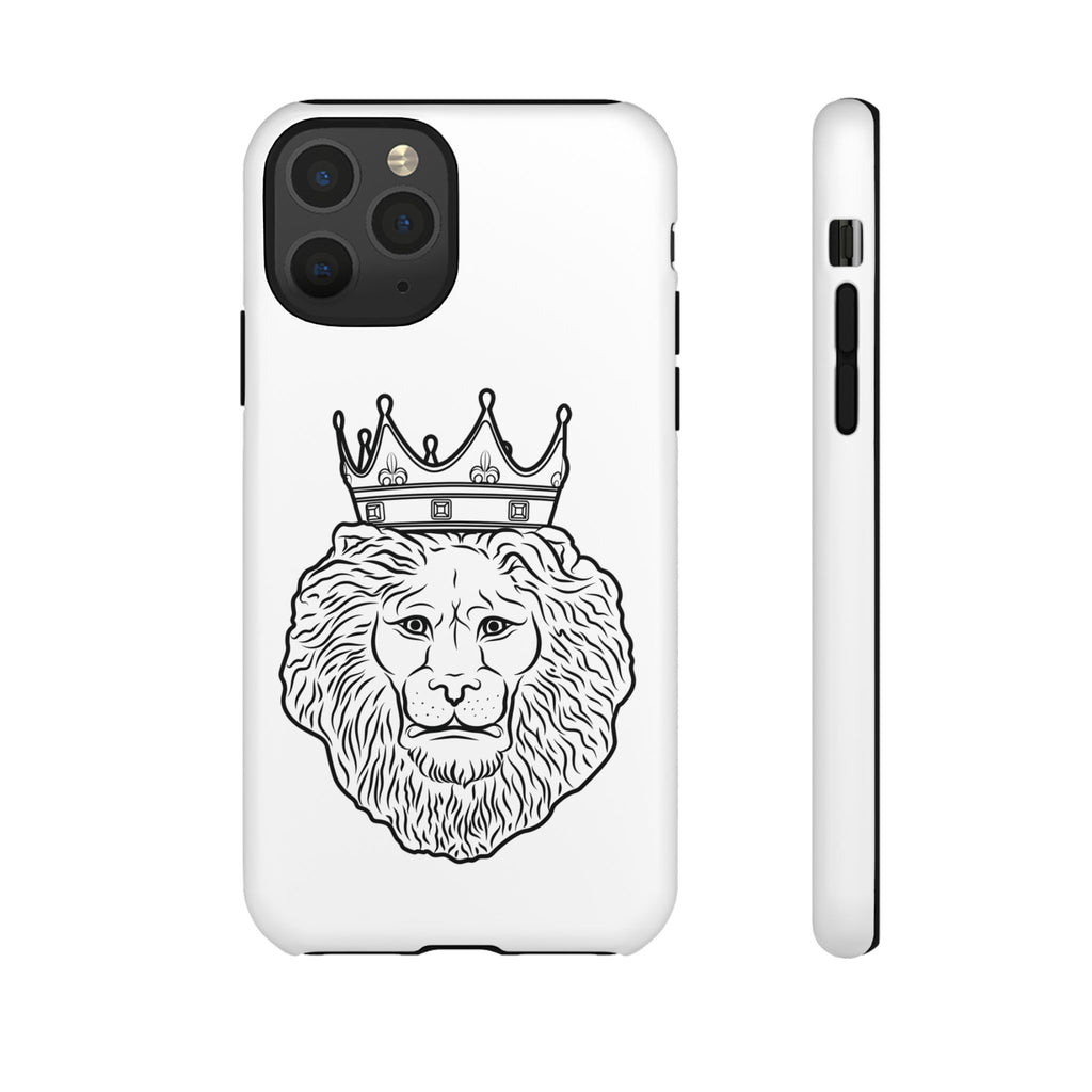 Minimalist KING case on white background – strength and leadership
