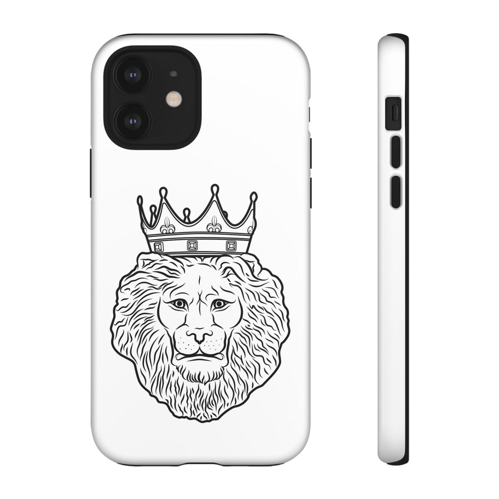 Minimalist KING case on white background – strength and leadership