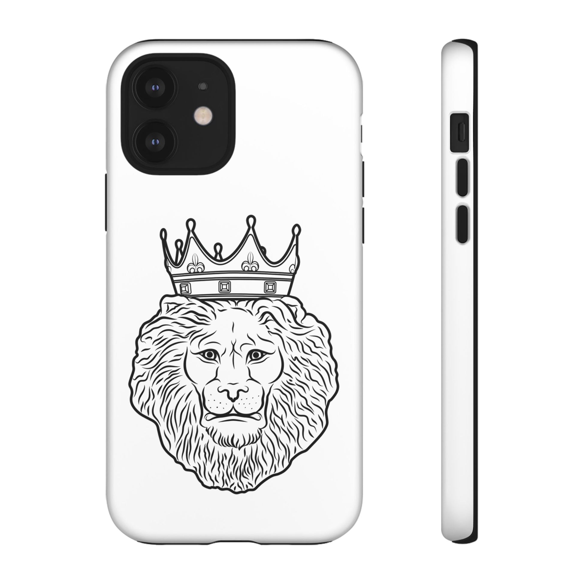 Minimalist KING case on white background – strength and leadership