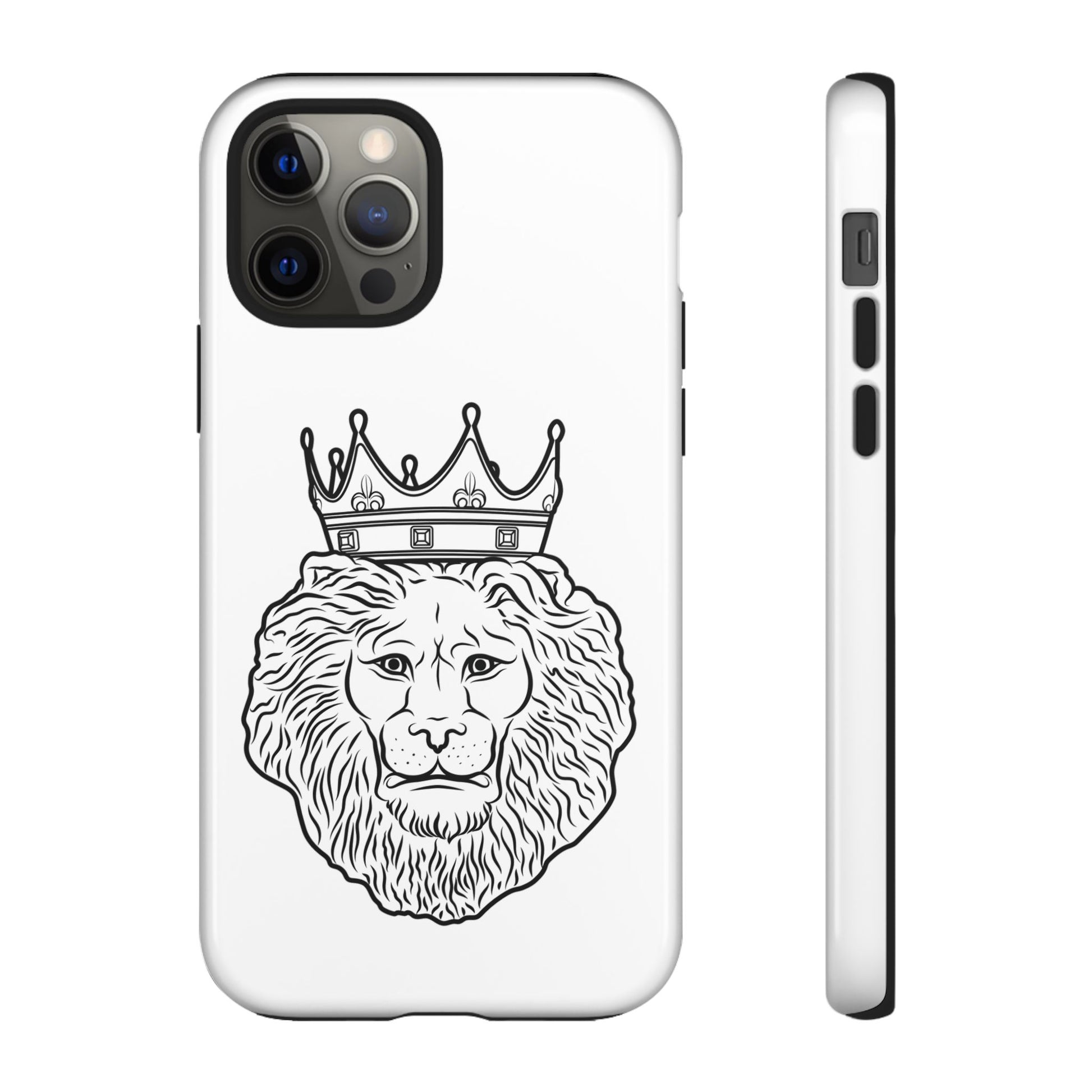 Minimalist KING case on white background – strength and leadership