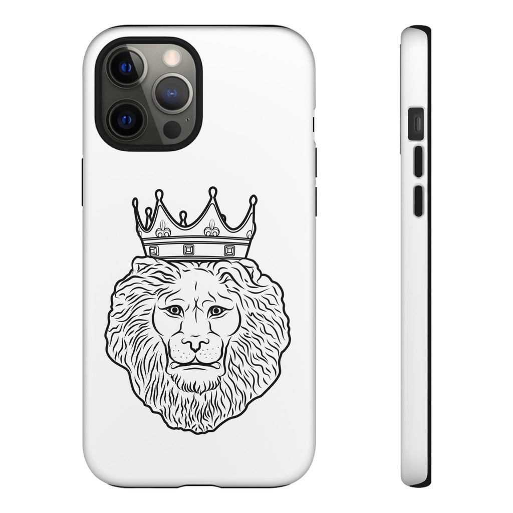 Minimalist KING case on white background – strength and leadership