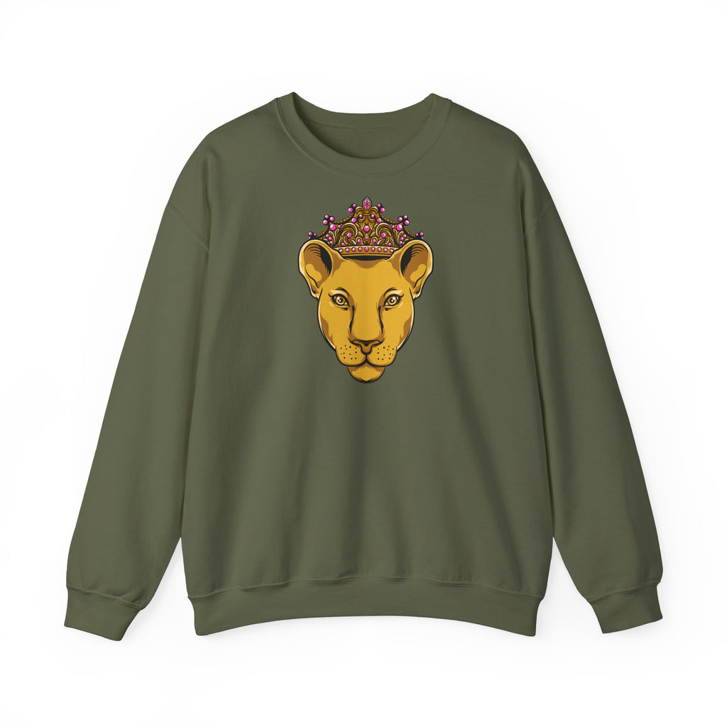 The Original faithwear LIONESS sweatshirt in army flatlay female style