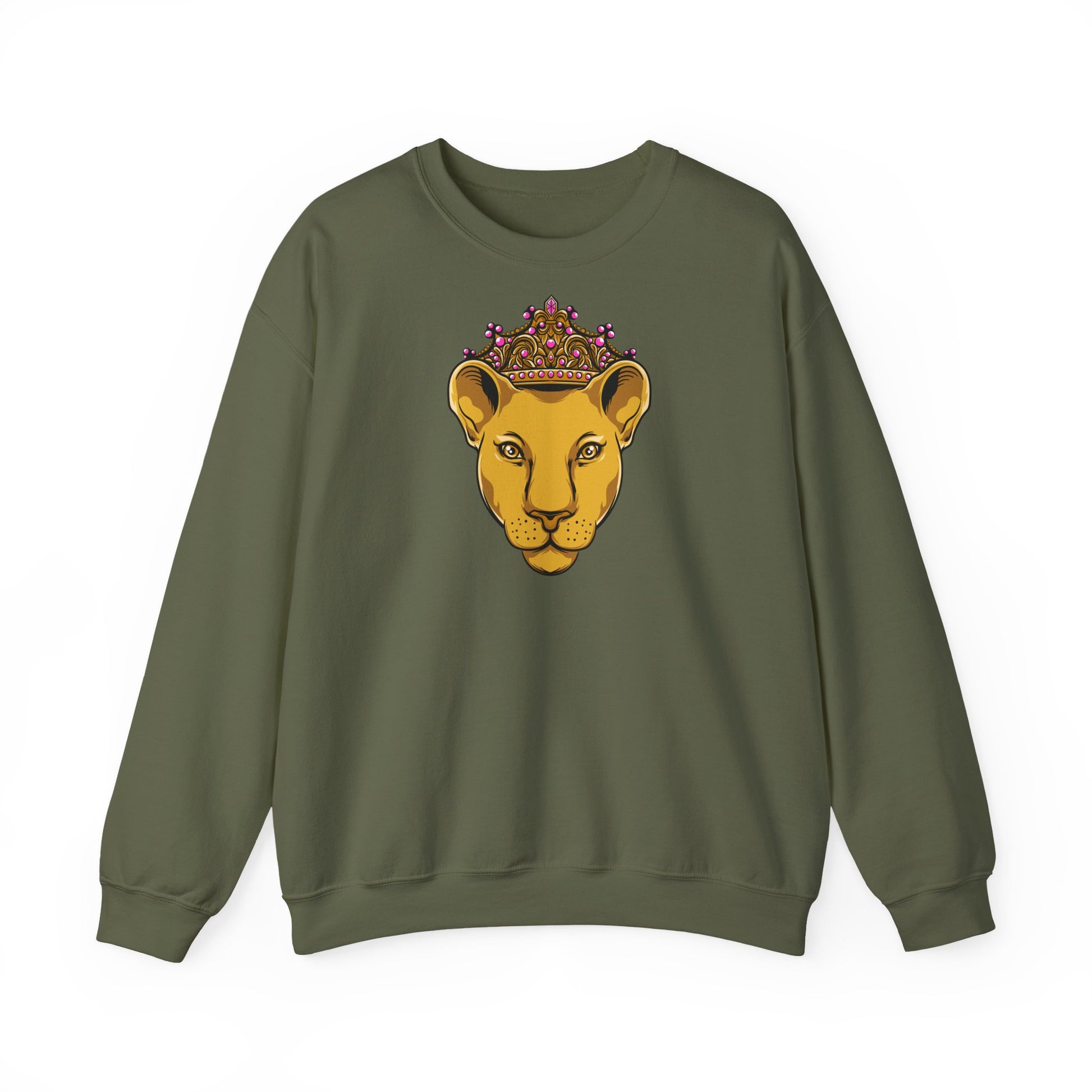The Original faithwear LIONESS sweatshirt in army flatlay female style