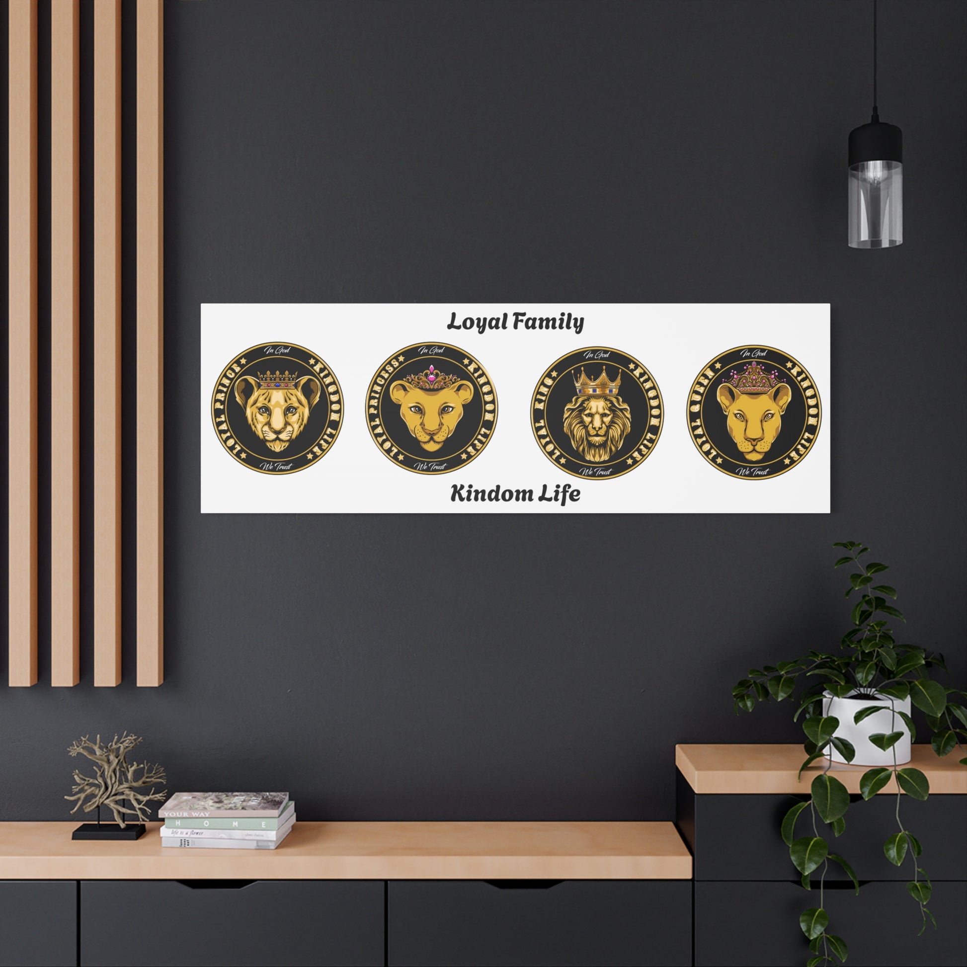 LOYAL LION family canvas wall art with crowned lions – faith-inspired decor