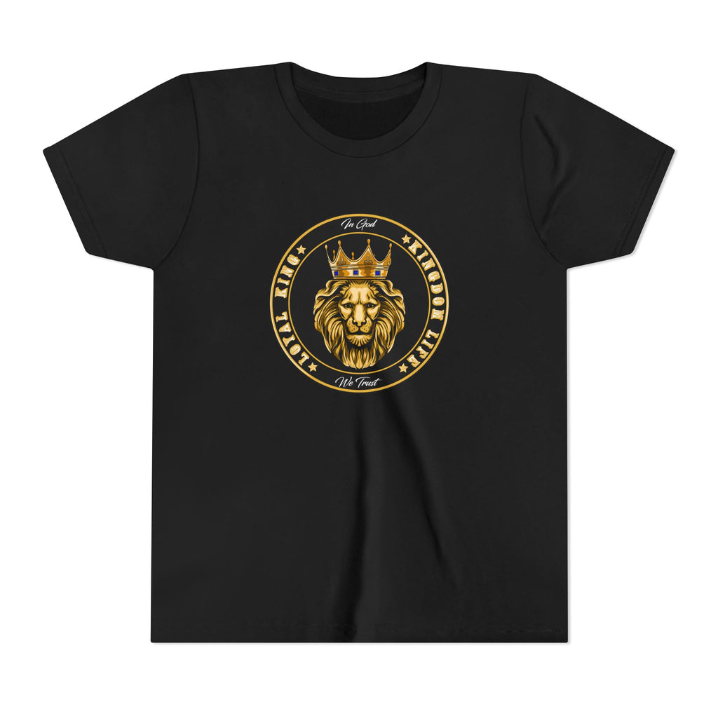 Flatlay Kids t-shirt featuring royal lion Loyal King design from the Original