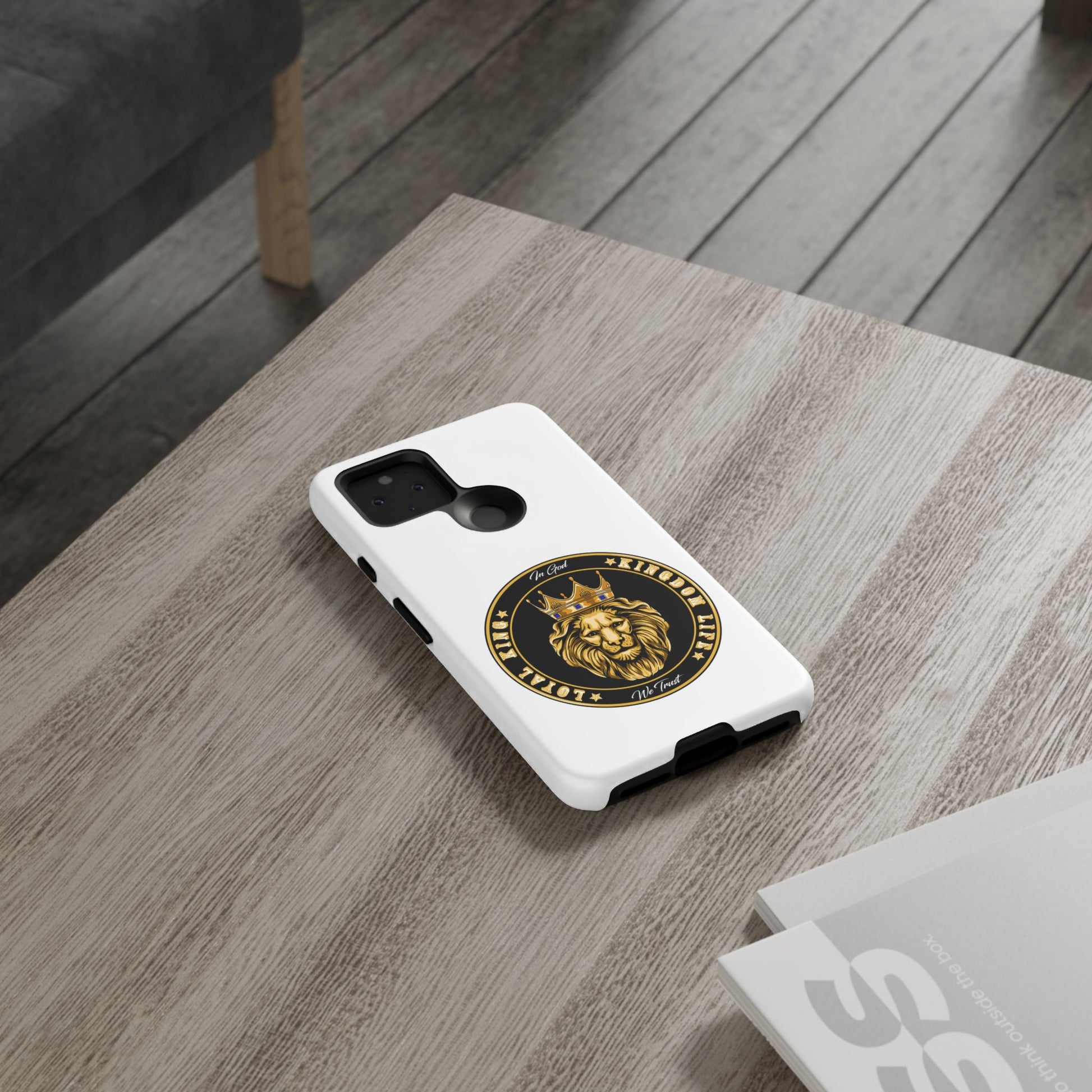 White LOYAL KING phone case – Christian design for men of faith