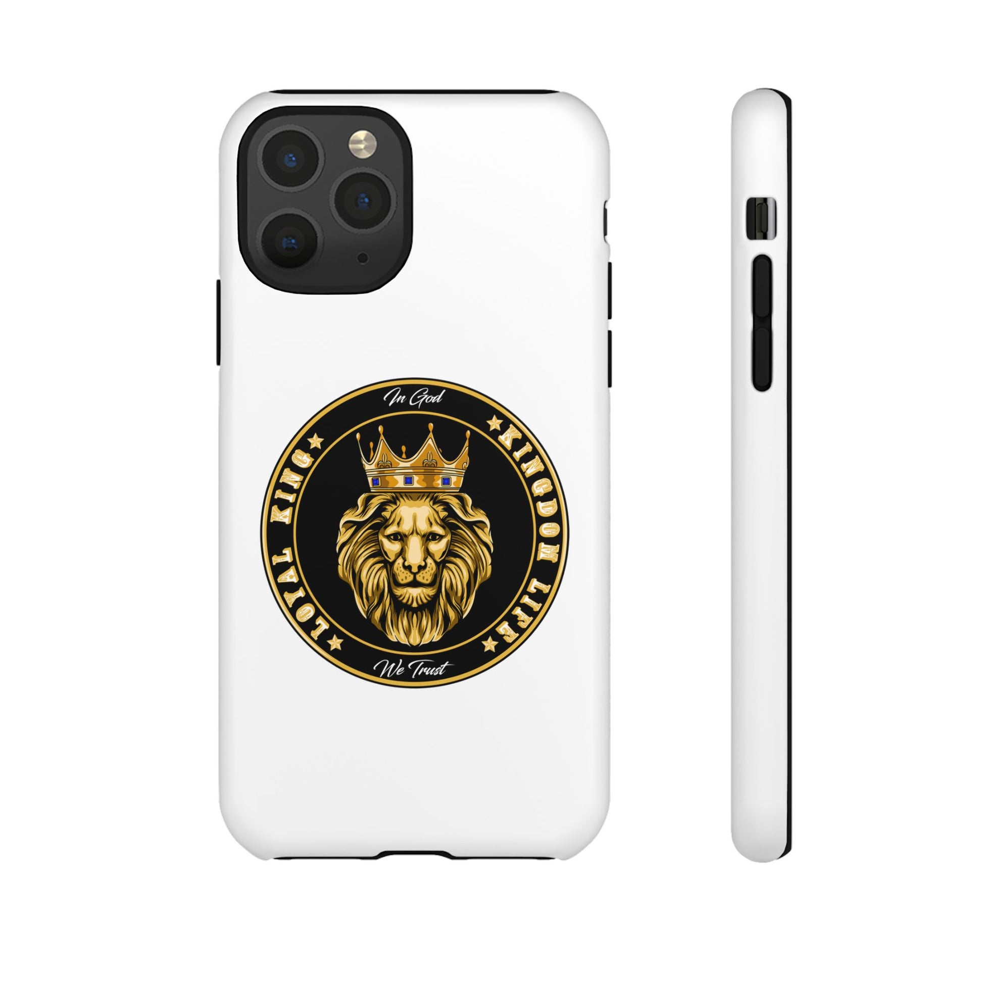 LOYAL KING case in white with crown and lion symbol – The Original Faithwear