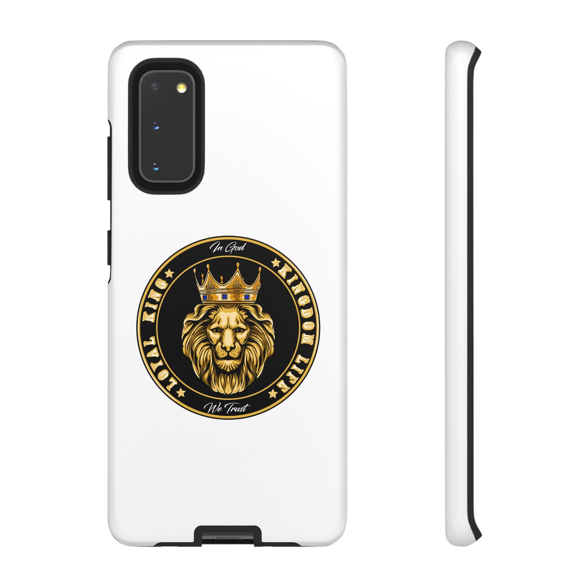LOYAL KING case in white with crown and lion symbol – The Original Faithwear